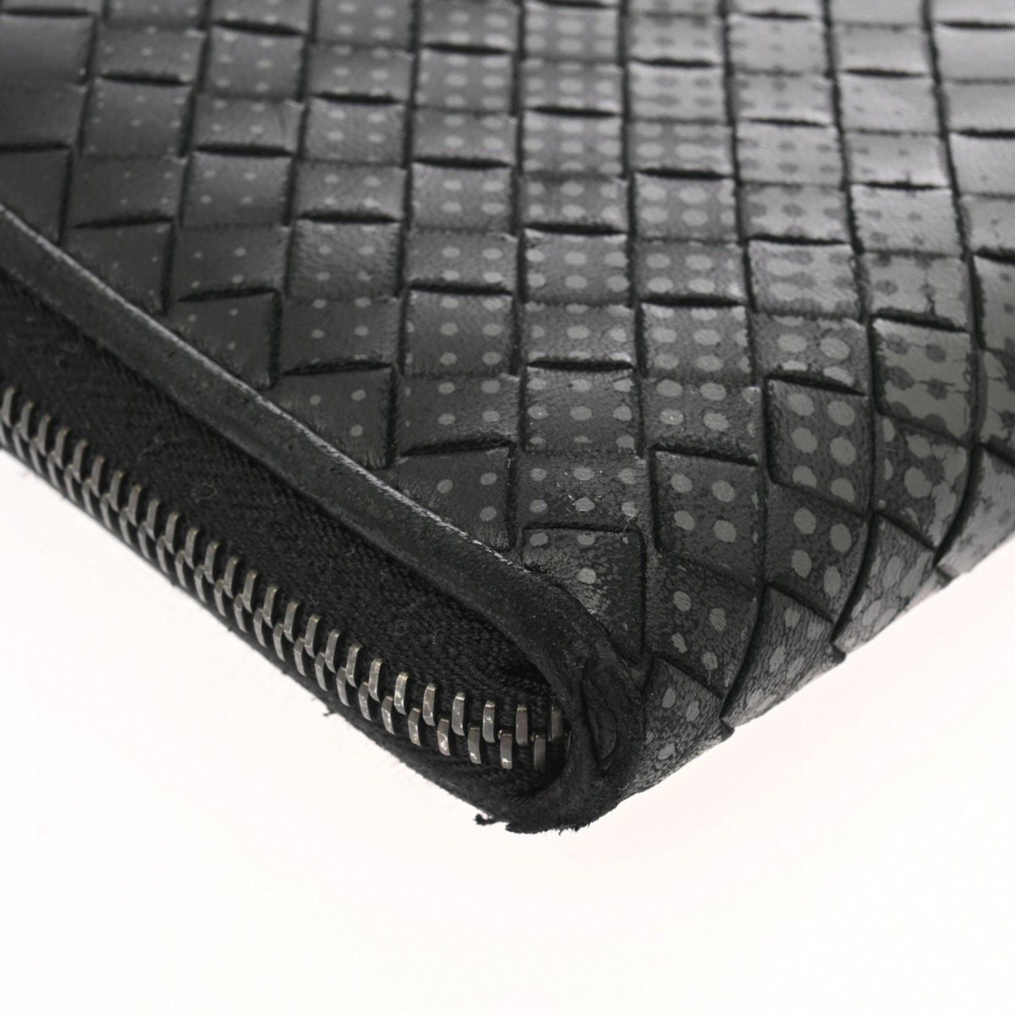 Bottega Veneta BOTTEGAVENETA Bottega Veneta Intrecciato Round Wallet Dot Black/Grey Men's Leather Long Size ONE SIZE - 7 Thumbnail