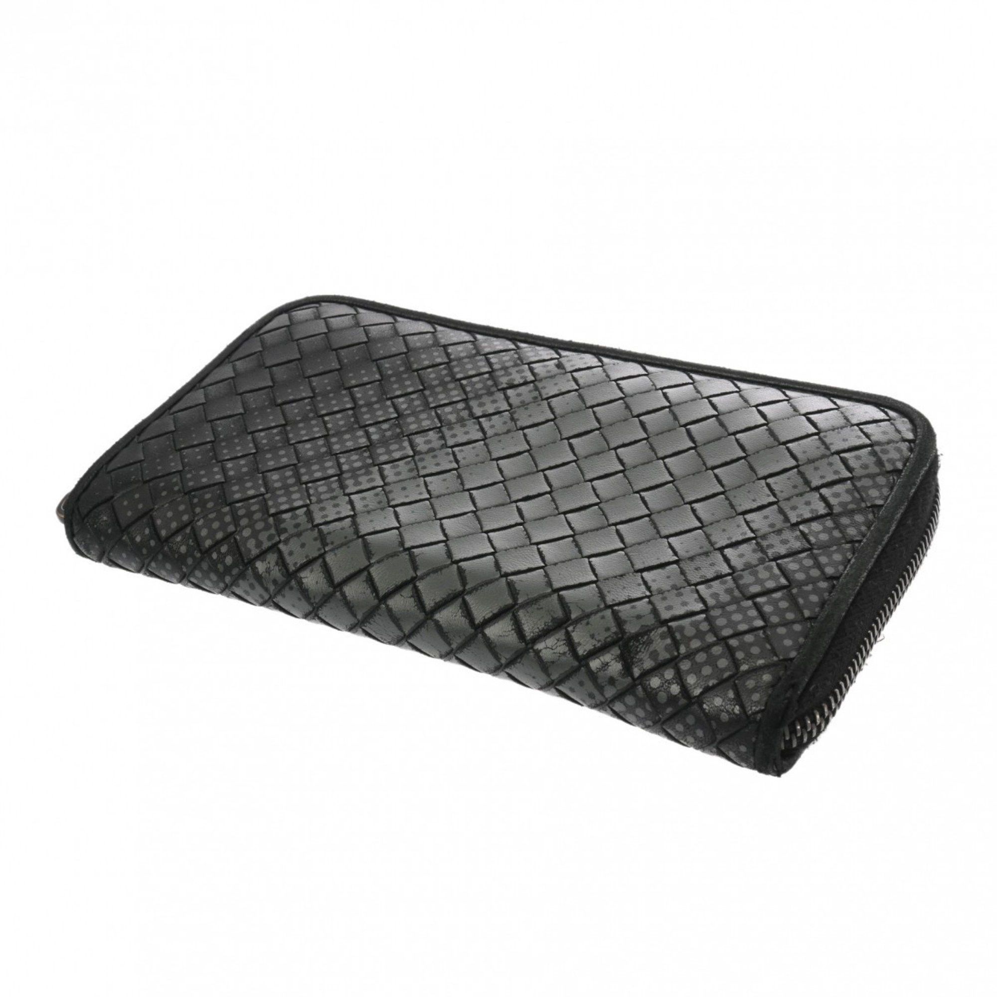 Bottega Veneta BOTTEGAVENETA Bottega Veneta Intrecciato Round Wallet Dot Black/Grey Men's Leather Long Size ONE SIZE - 4 Thumbnail