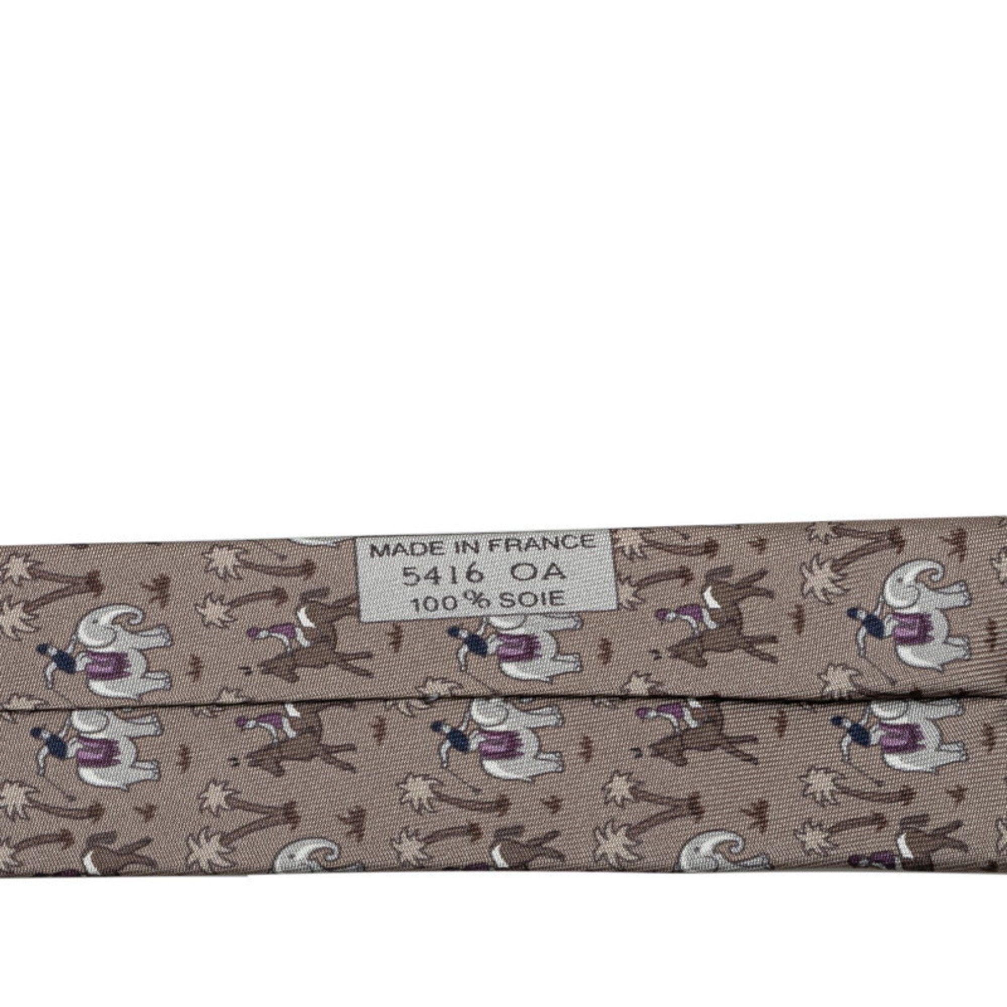 Hermes Hermes Elephant and Horse Animal Print Tie Grey Multicolor Silk Men's HERMES Size ONE SIZE - 5 Thumbnail