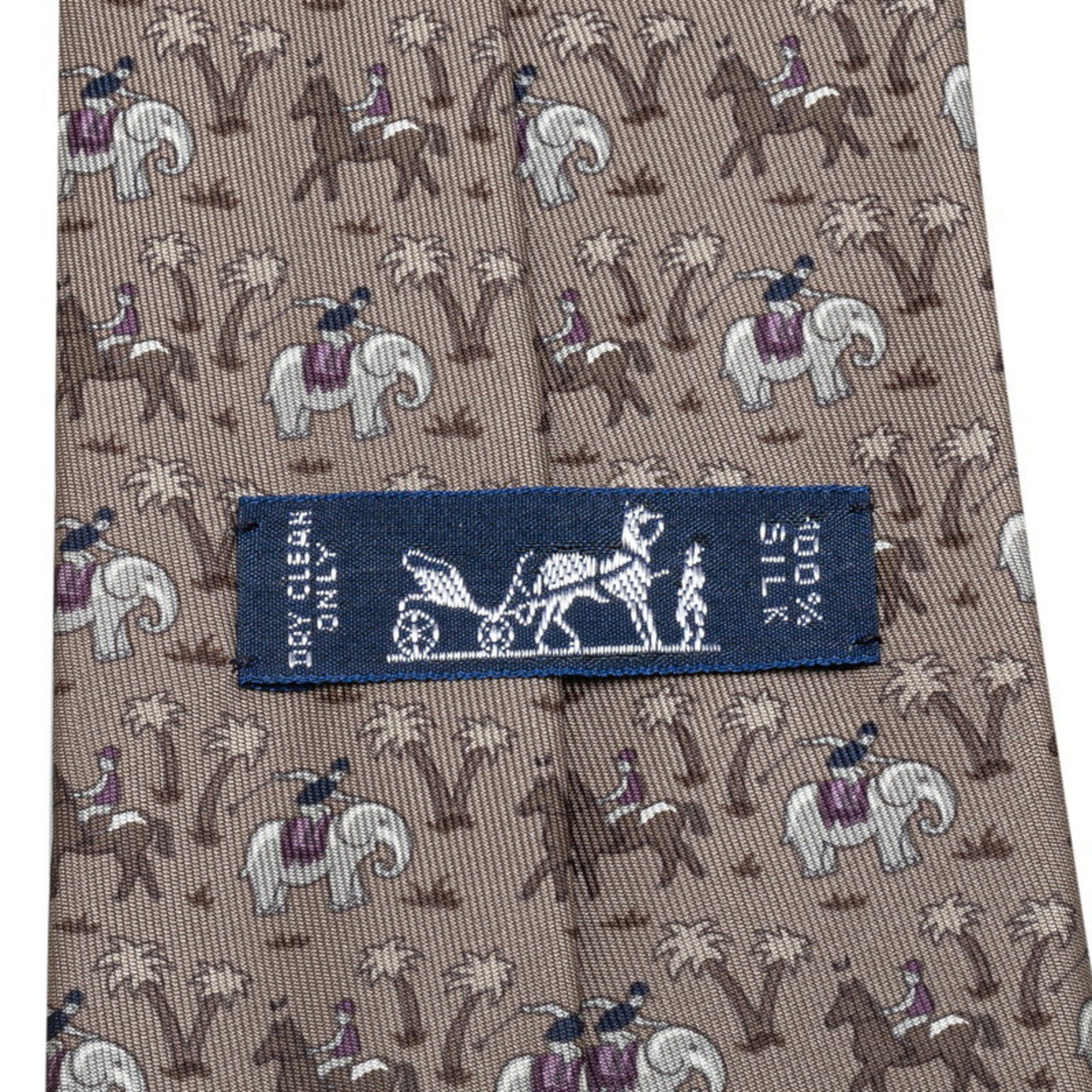 Hermes Hermes Elephant and Horse Animal Print Tie Grey Multicolor Silk Men's HERMES Size ONE SIZE - 4 Thumbnail