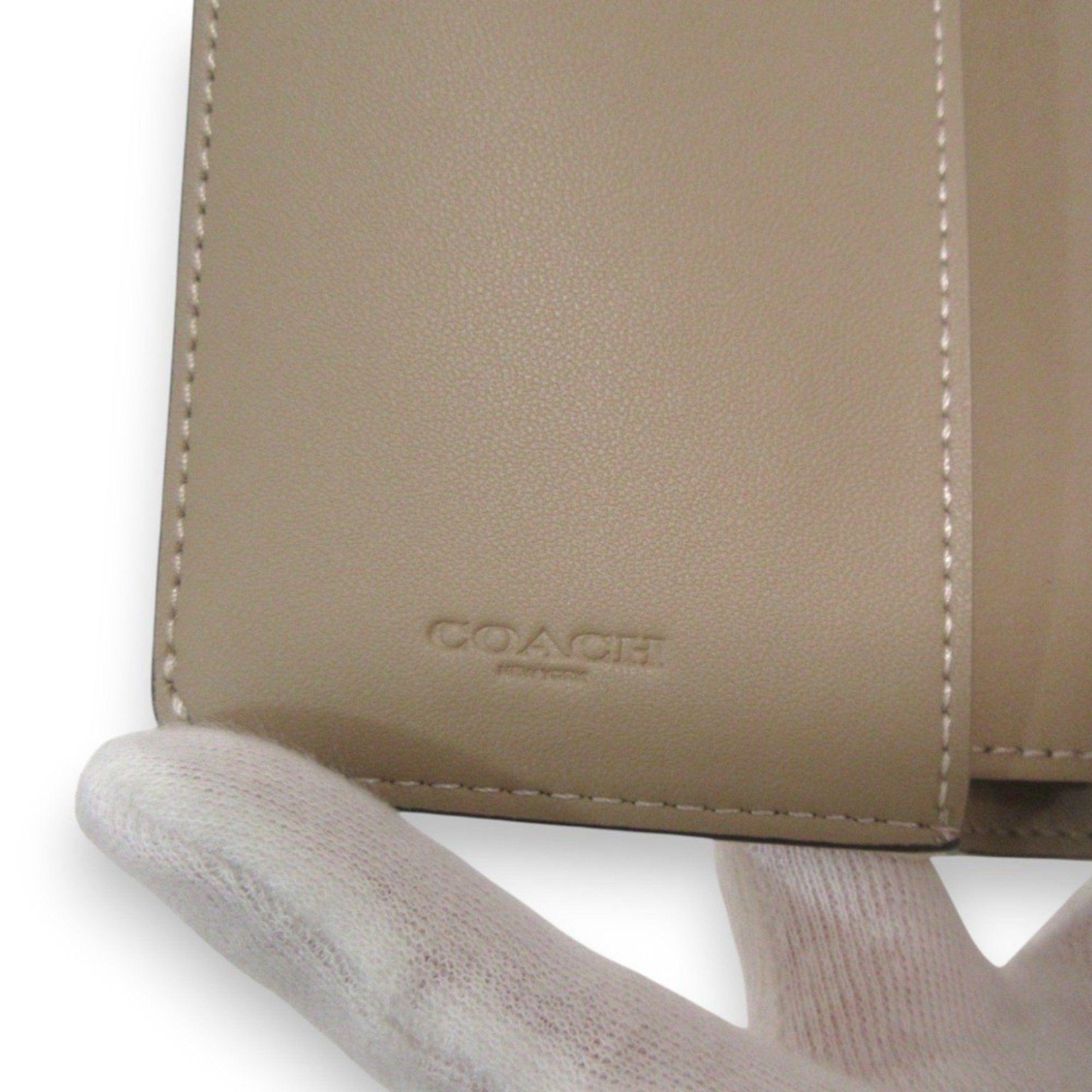 Coach COACH Leather Signature Jacquard Tabby Bi-fold Wallet Compact CA194 Beige x Gold Hardware Women's Size ONE SIZE - 15 Thumbnail