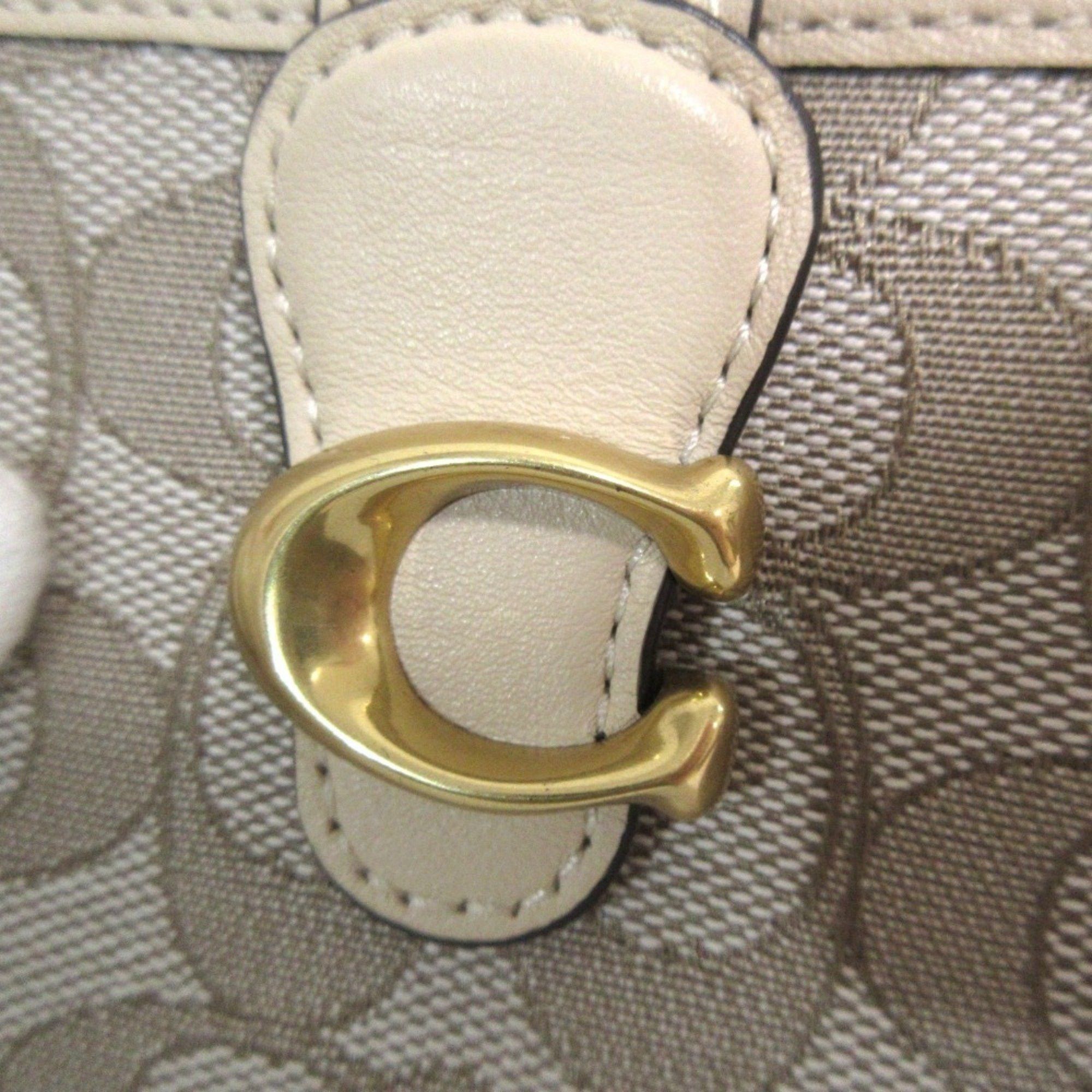 Coach COACH Leather Signature Jacquard Tabby Bi-fold Wallet Compact CA194 Beige x Gold Hardware Women's Size ONE SIZE - 14 Thumbnail