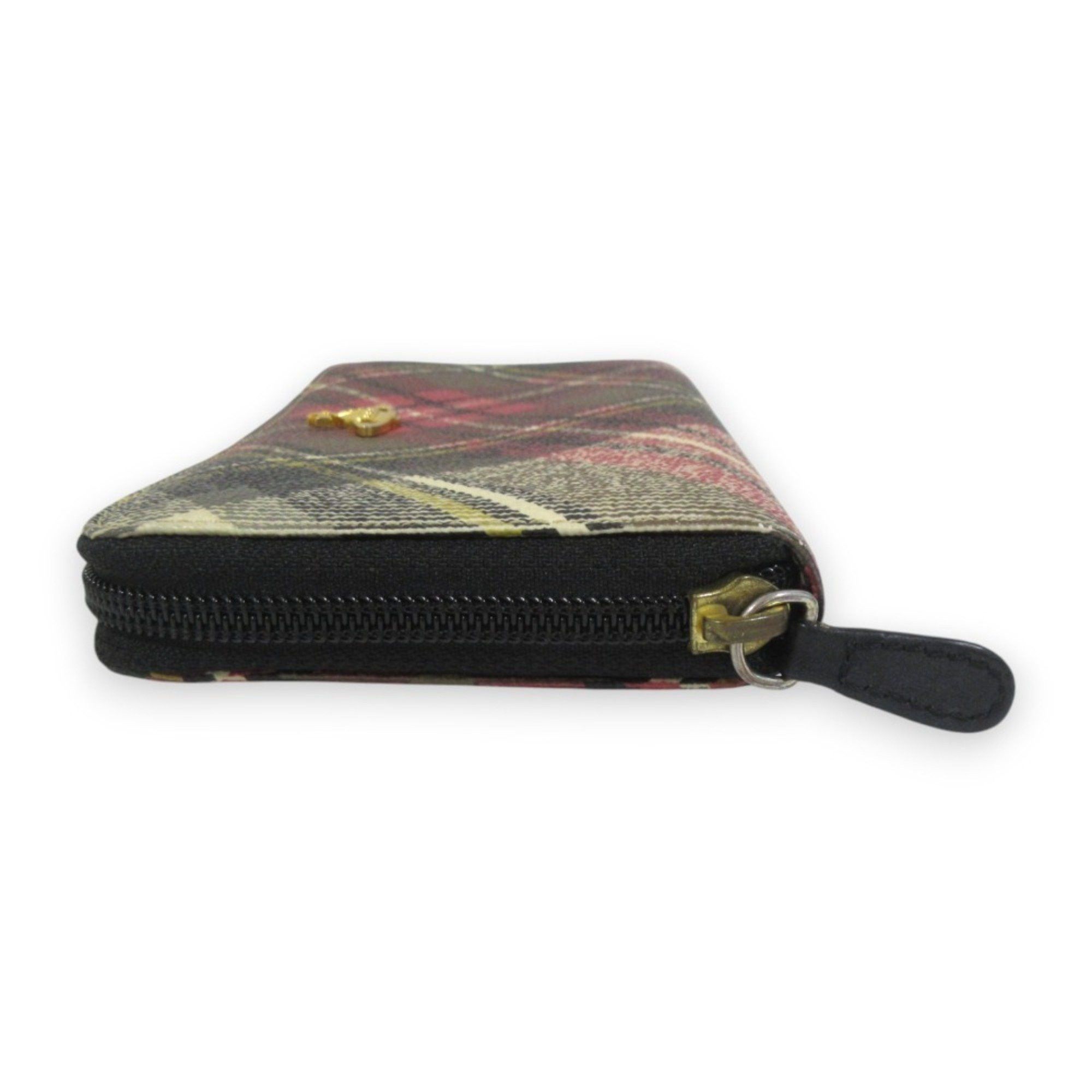 Vivienne Westwood Vivienne Westwood Check Pattern Orb Metal Fittings Round Zipper Long Wallet Pink Gray Women's Size ONE SIZE - 5 Thumbnail