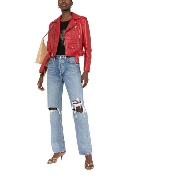 Saint Laurent Paris $7K VALUE Motorcycle Jacket in red Size S / US 4 / IT 40 - 2 Thumbnail