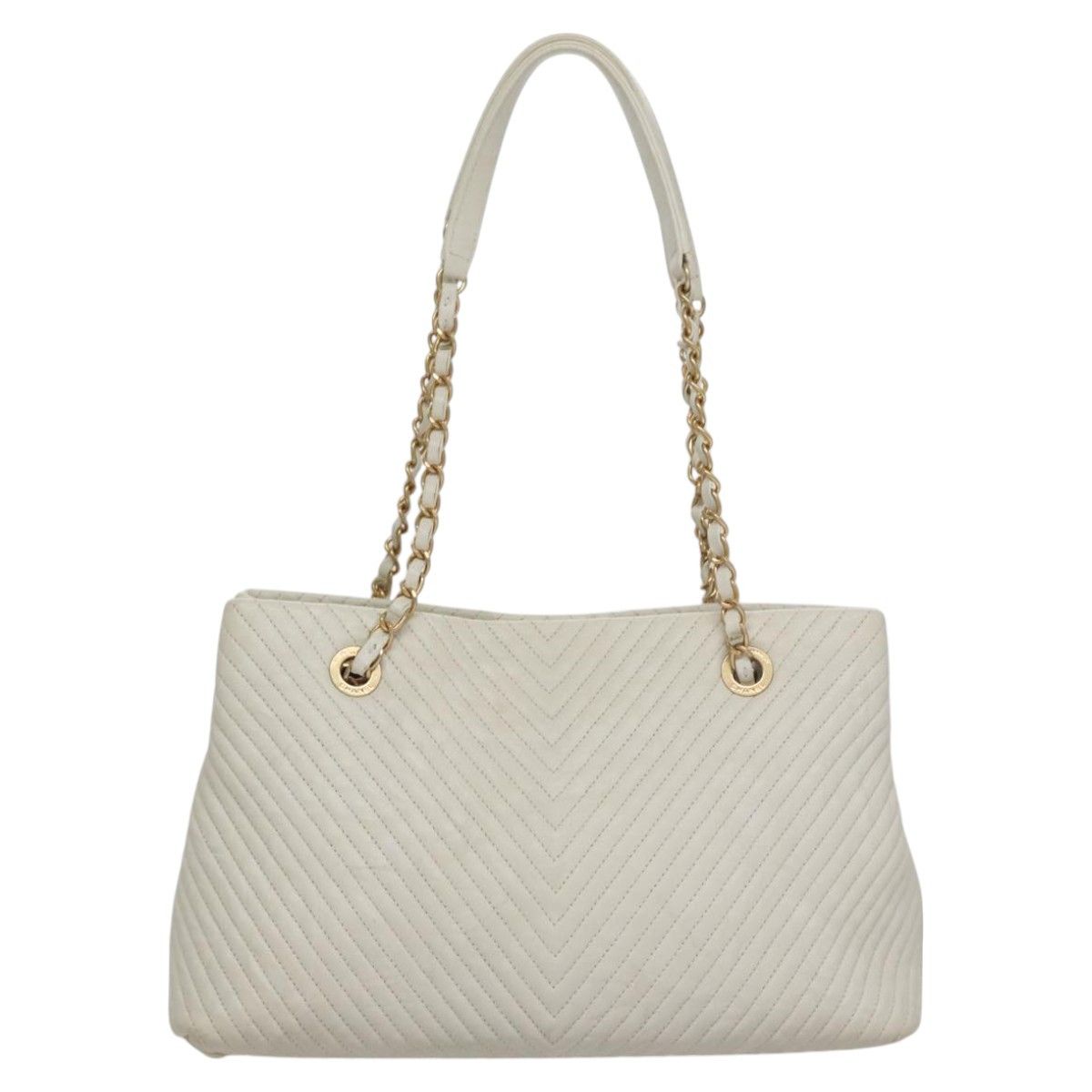 Chanel V-Stich White Leather Tote Bag (Pre-Owned) Size ONE SIZE - 2 Thumbnail