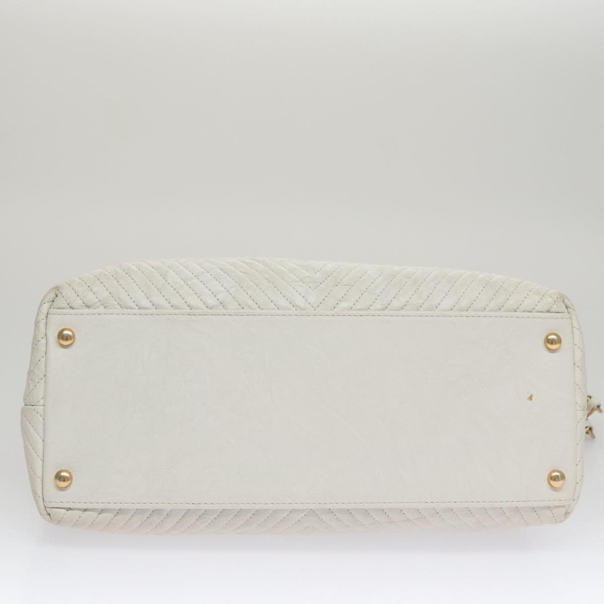 Chanel V-Stich White Leather Tote Bag (Pre-Owned) Size ONE SIZE - 7 Thumbnail