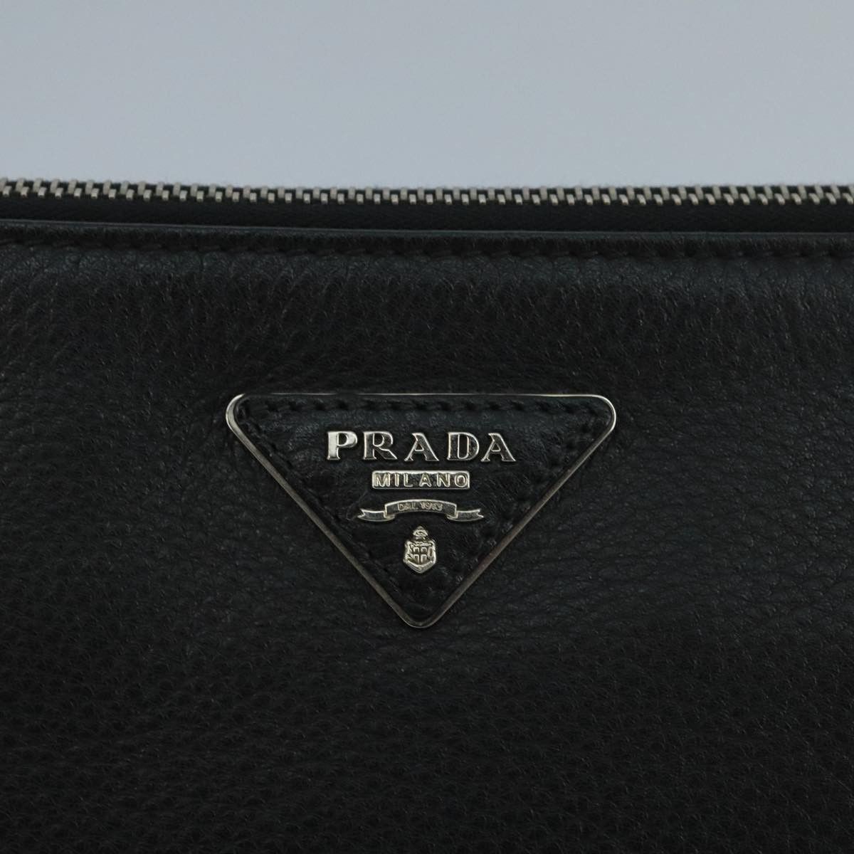 Prada Triangle Logo Black Leather Clutch Bag (Pre-Owned) Size ONE SIZE - 17 Thumbnail
