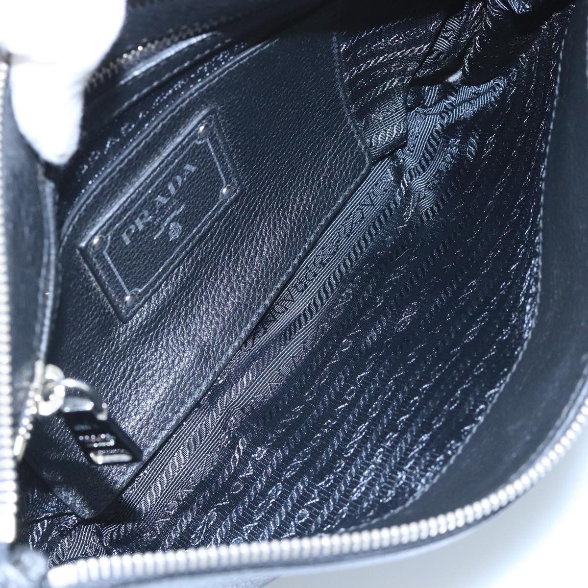 Prada Triangle Logo Black Leather Clutch Bag (Pre-Owned) Size ONE SIZE - 10 Thumbnail