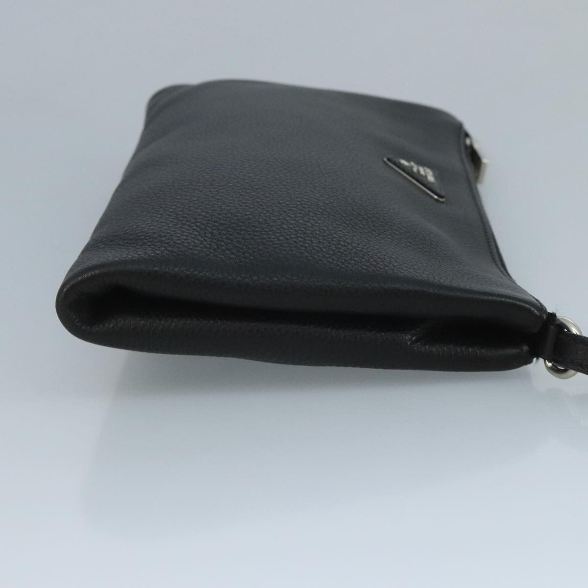 Prada Triangle Logo Black Leather Clutch Bag (Pre-Owned) Size ONE SIZE - 3 Thumbnail