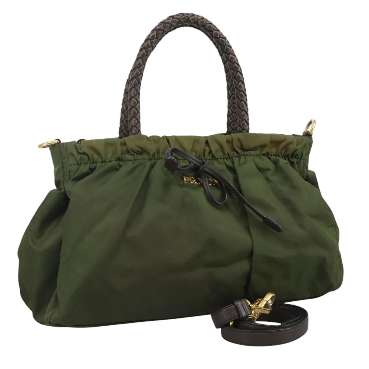 Prada Tessuto Khaki Synthetic Handbag (Pre-Owned) Size ONE SIZE - 17 Thumbnail