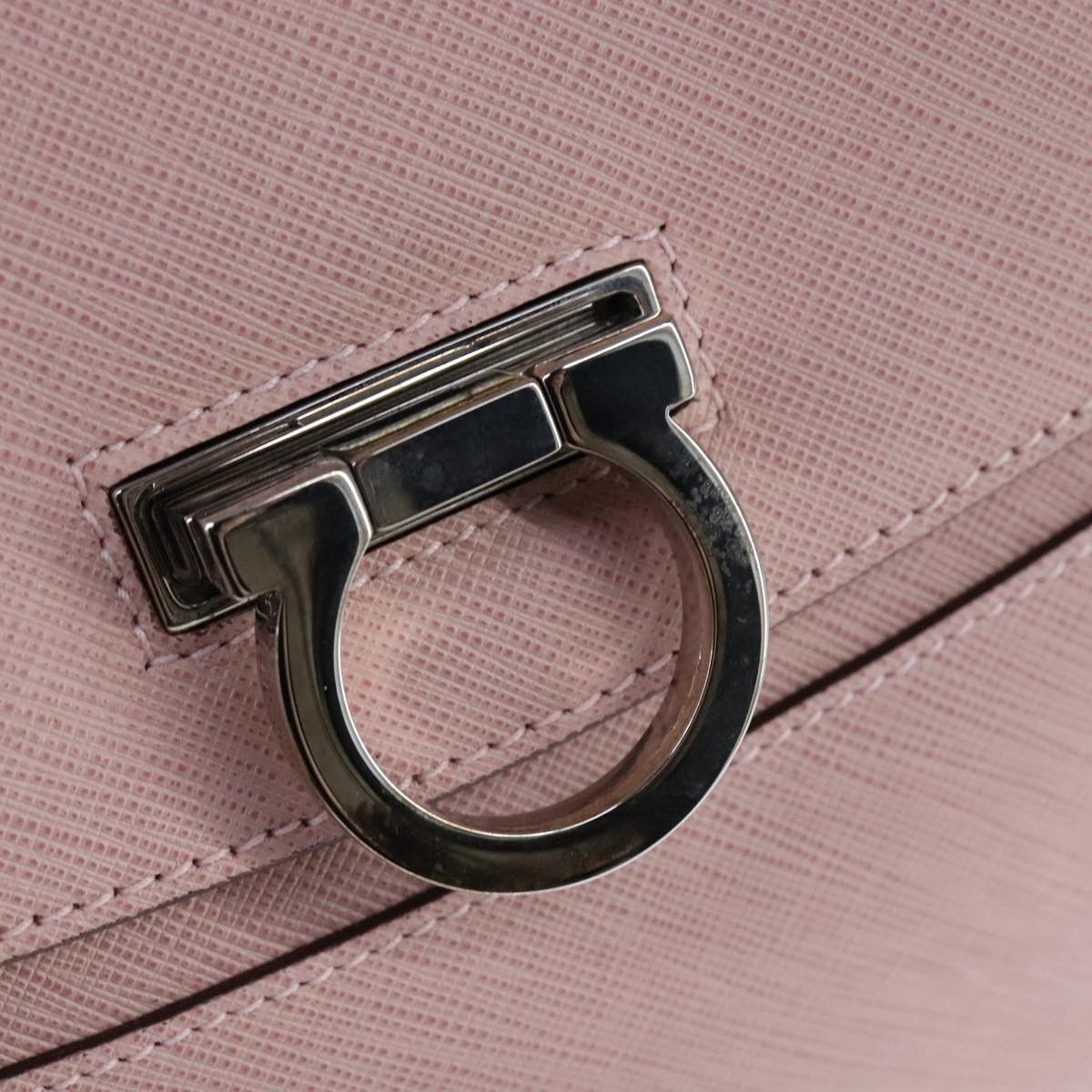 Salvatore Ferragamo Gancini Pink Leather Handbag (Pre-Owned) Size ONE SIZE - 11 Thumbnail