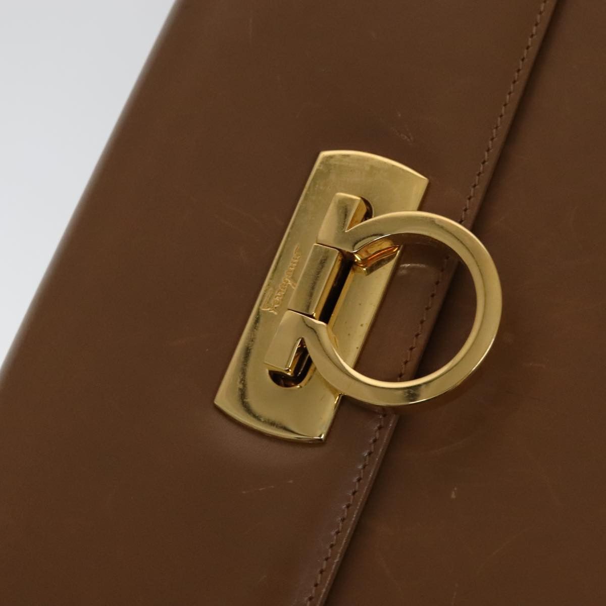 Salvatore Ferragamo Gancini Brown Leather Shoulder Bag (Pre-Owned) Size ONE SIZE - 10 Thumbnail