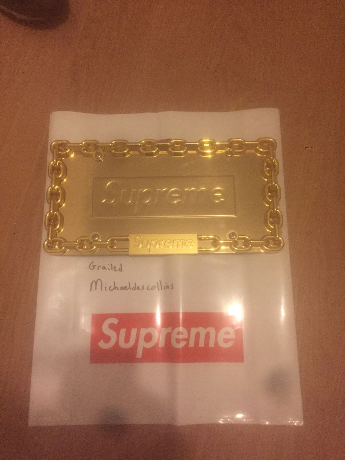 Supreme Chain License Plate Frame Gold