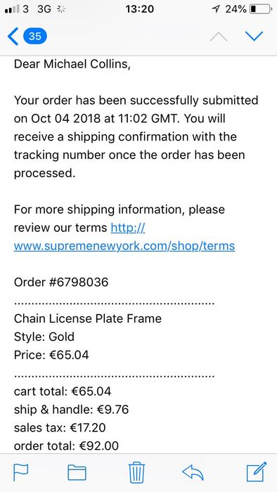 Supreme ❗️Supreme Chain License Plate Frame❗️ | Grailed