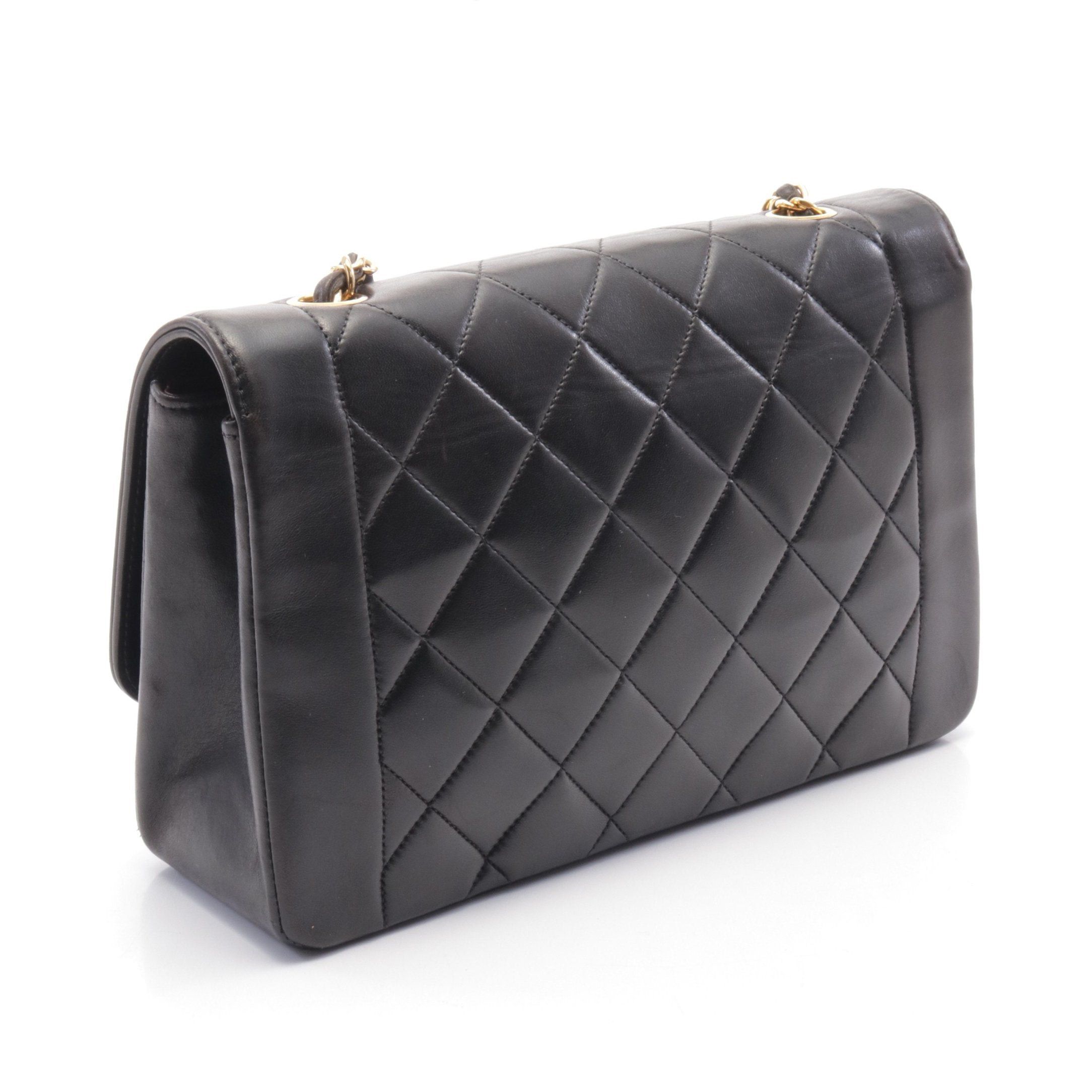 Chanel Chanel Matelasse Diana Flap Chain Shoulder Bag Lambskin Black Gold Hardware Size ONE SIZE - 2 Thumbnail