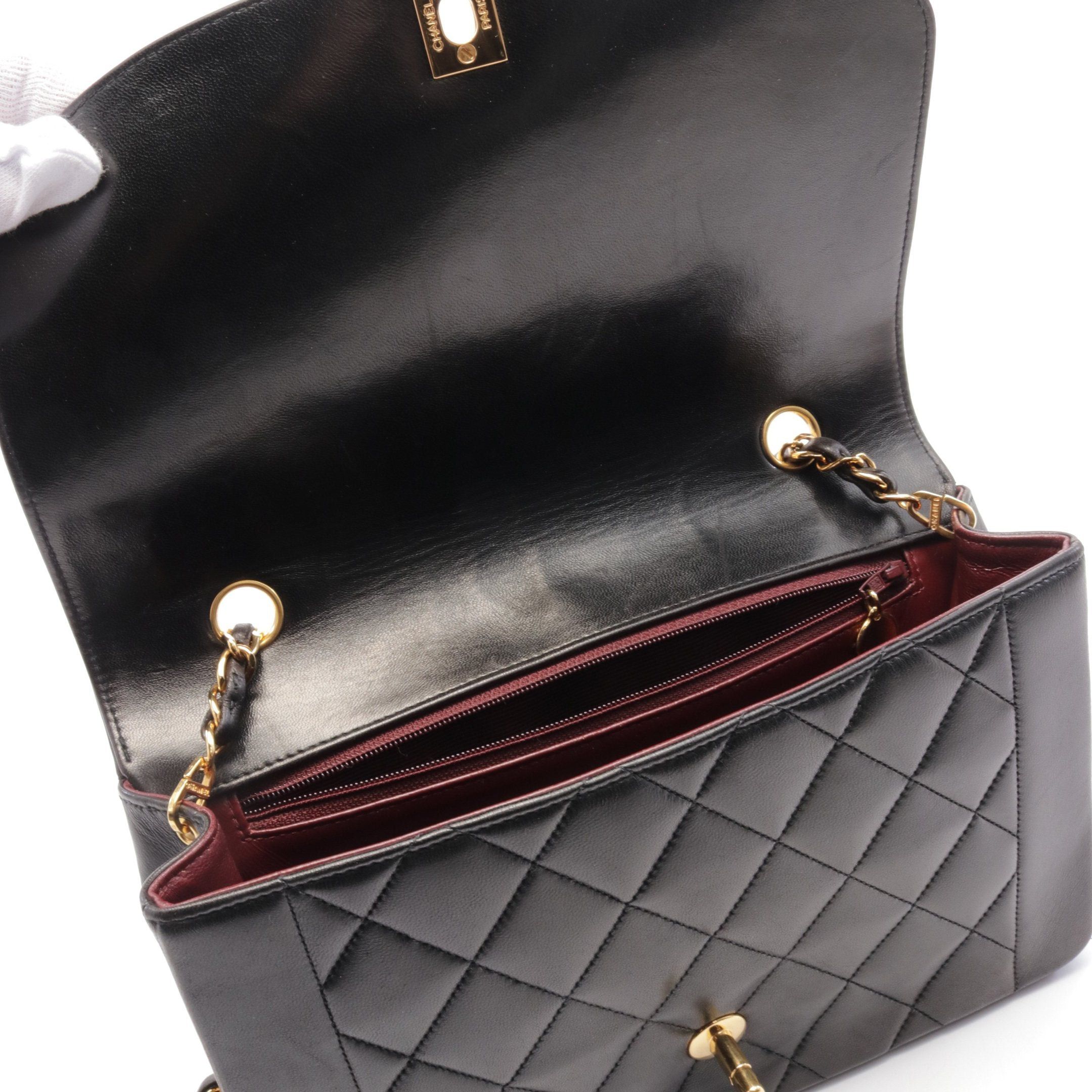 Chanel Chanel Matelasse Diana Flap Chain Shoulder Bag Lambskin Black Gold Hardware Size ONE SIZE - 7 Thumbnail