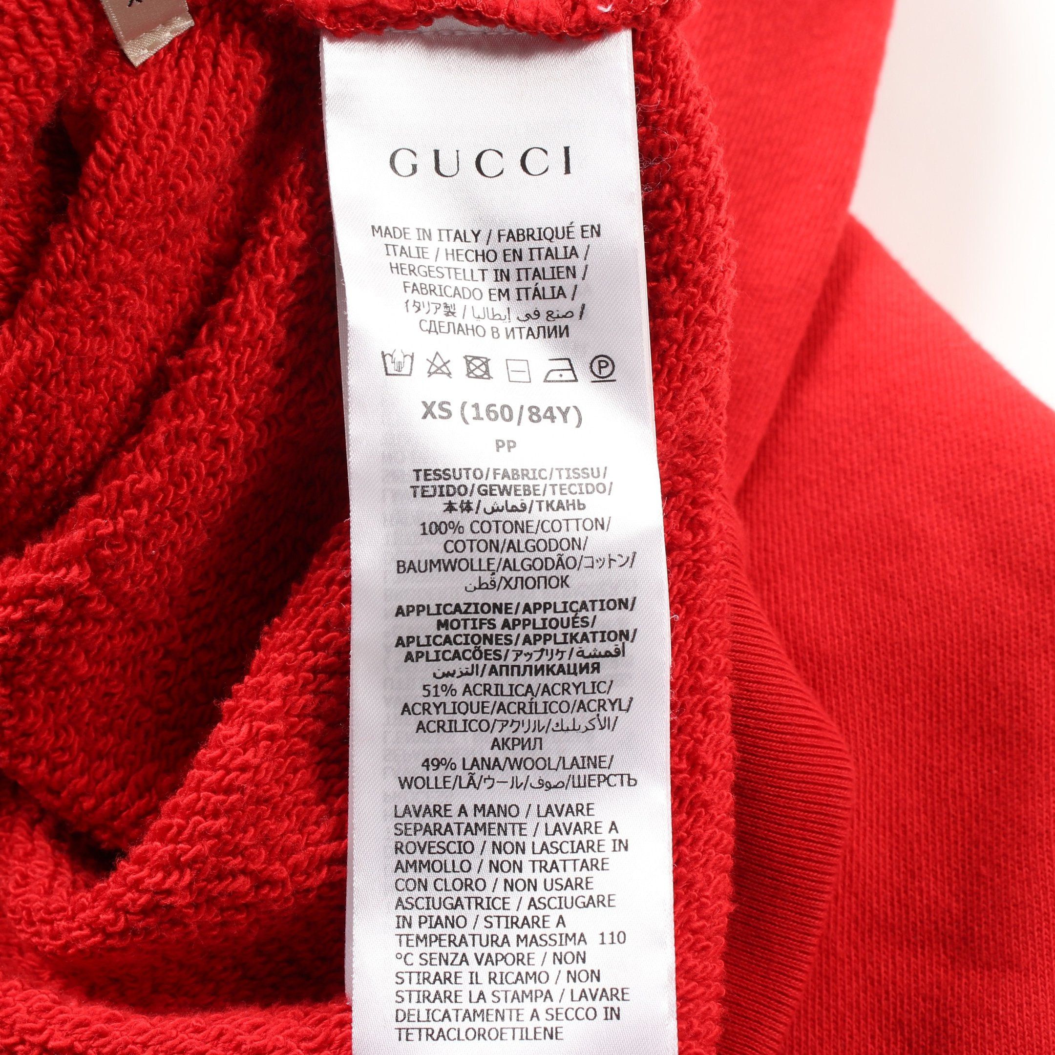 Gucci Gucci Teddy Bear Pullover Hoodie Cotton Red Multicolor Size ONE SIZE - 4 Thumbnail