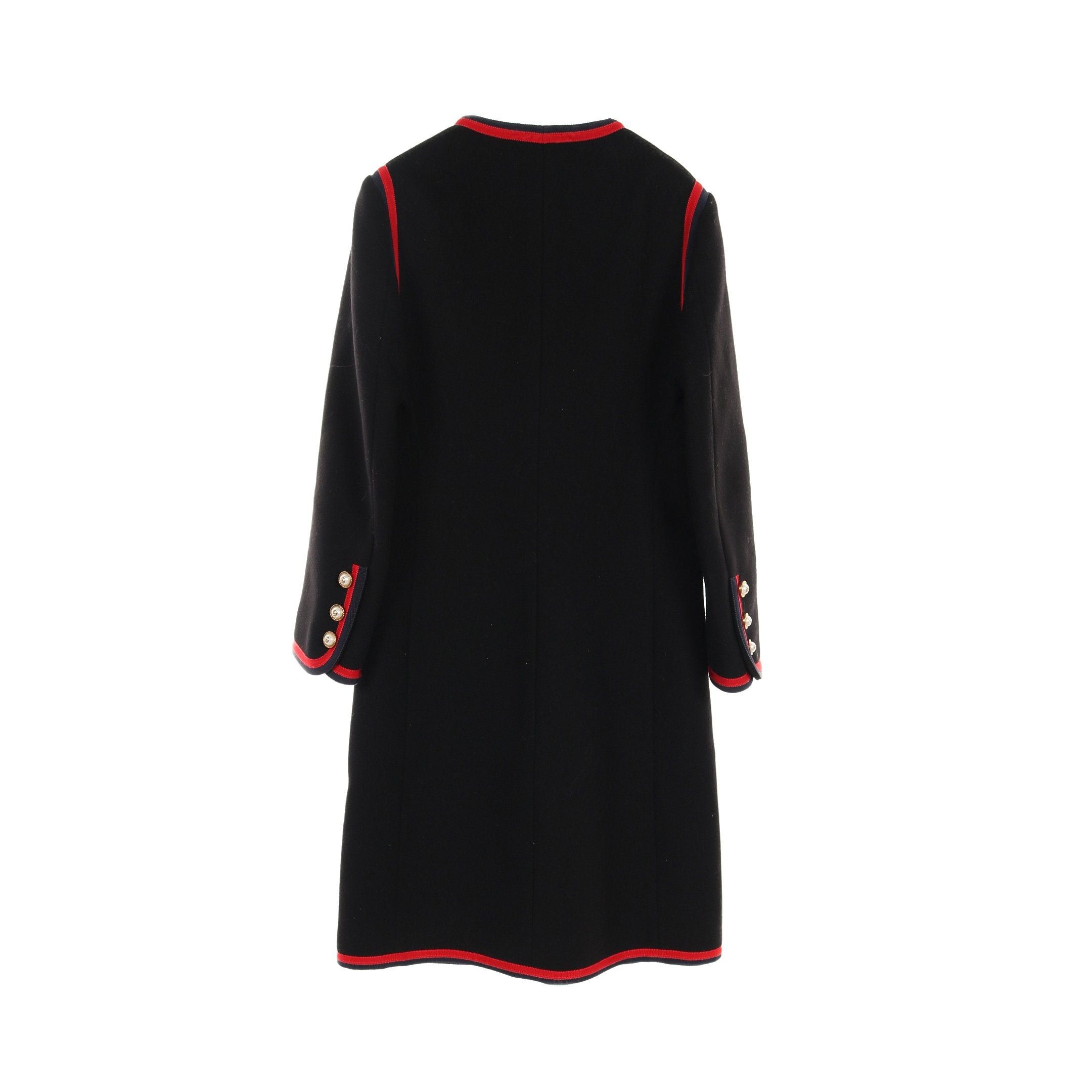 Gucci Interlocking G Coat Wool Black Red Navy