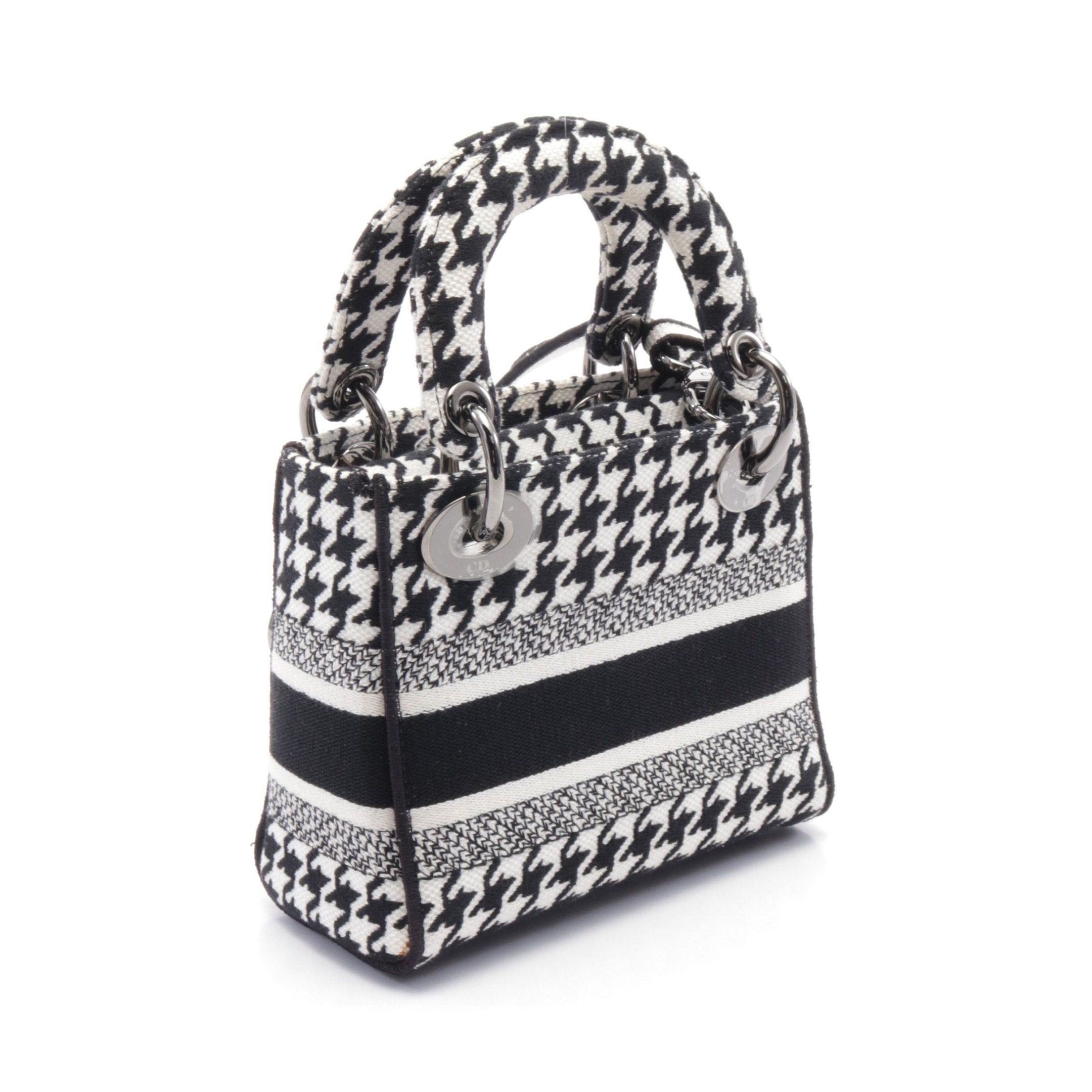 Dior Dior Lady Mini Handbag Houndstooth Canvas Black White Size ONE SIZE - 2 Thumbnail