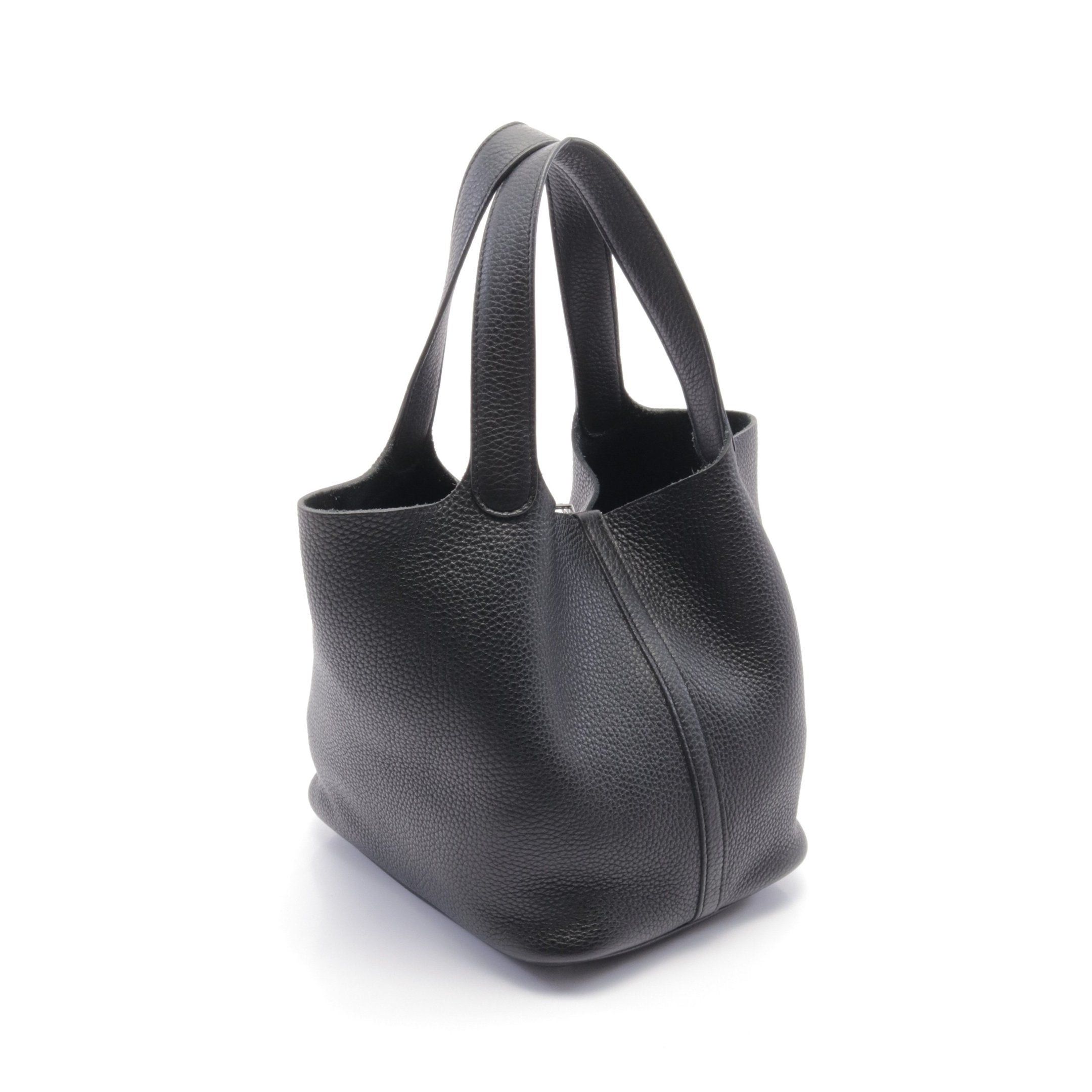 Hermes Hermes Picotane Lock Mm Handbag Clemence Leather Black Silver Hardware Y Stamp Size ONE SIZE - 2 Thumbnail
