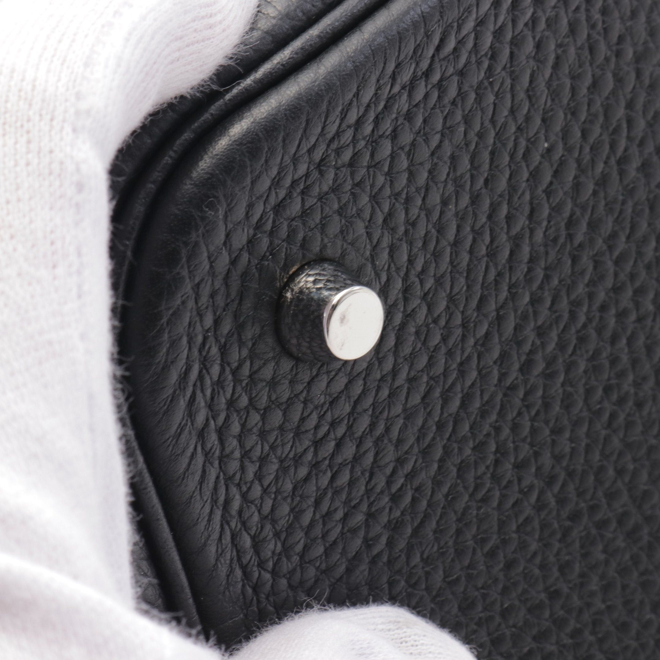 Hermes Hermes Picotane Lock Mm Handbag Clemence Leather Black Silver Hardware Y Stamp Size ONE SIZE - 6 Thumbnail
