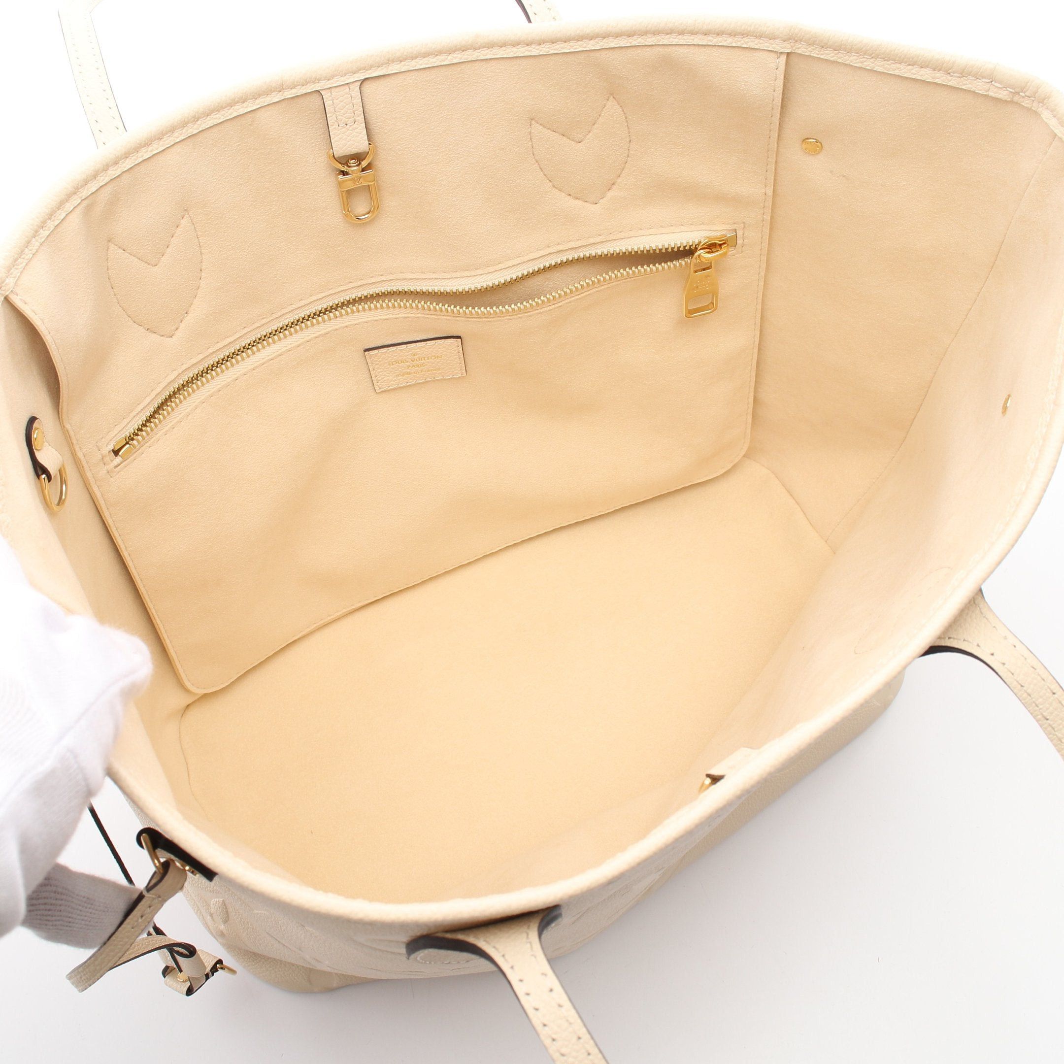 Louis Vuitton Louis Vuitton Neverfull Mm Monogram Empreinte Claim Shoulder Bag Tote Leather Ivory Size ONE SIZE - 3 Thumbnail