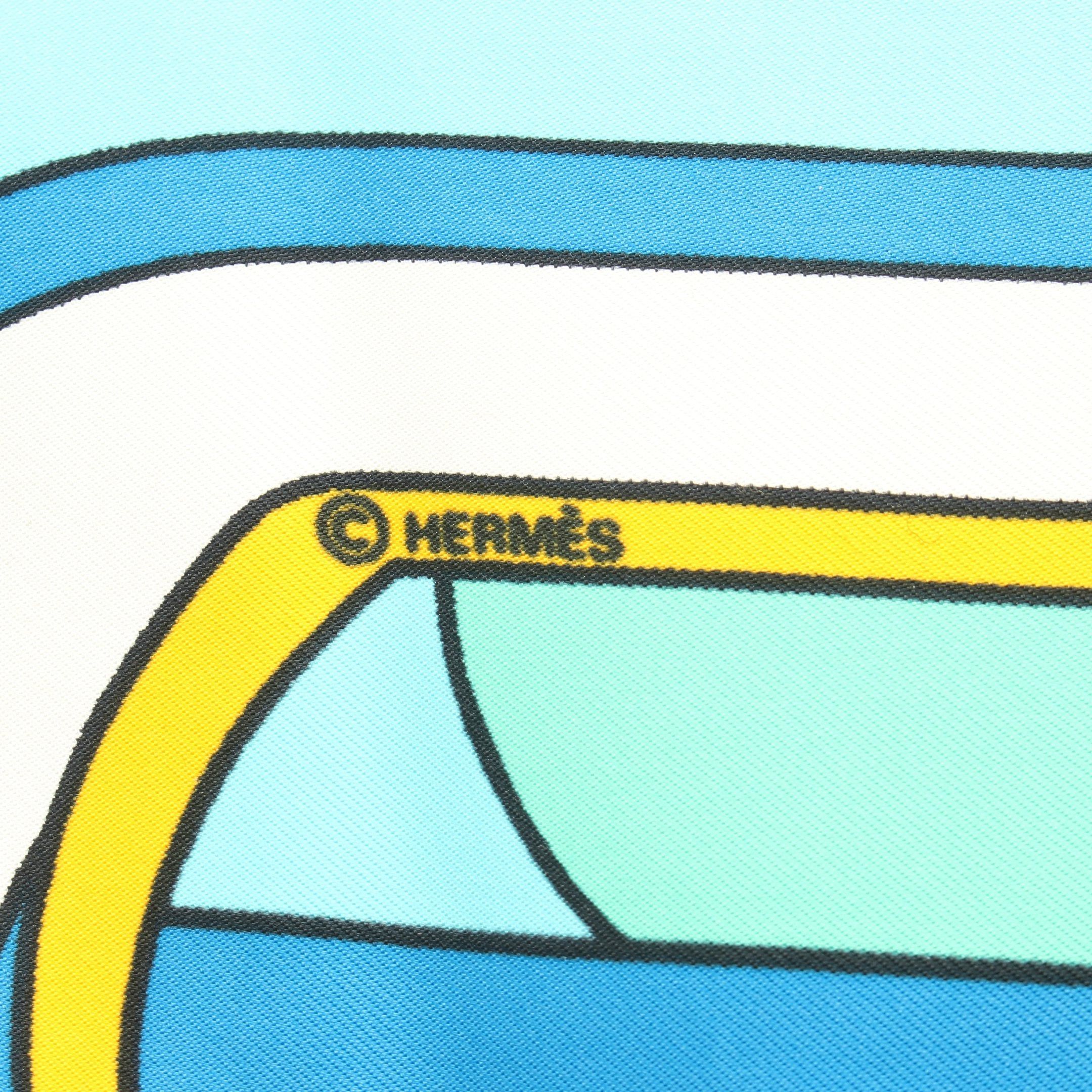 Hermes Hermes Carres 90 Thalassa Scarf Silk Light Blue Multicolor Size ONE SIZE - 2 Thumbnail