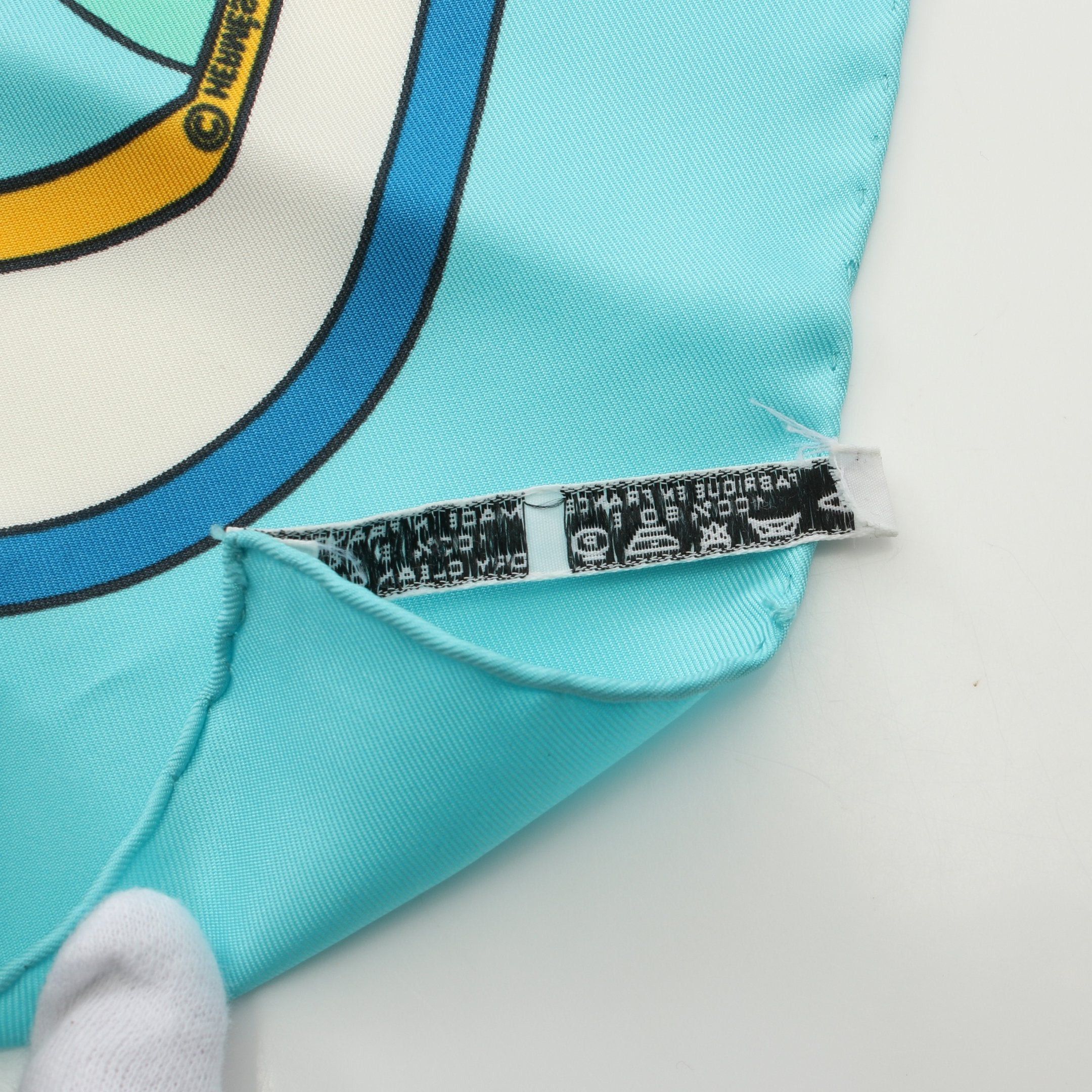 Hermes Hermes Carres 90 Thalassa Scarf Silk Light Blue Multicolor Size ONE SIZE - 5 Thumbnail