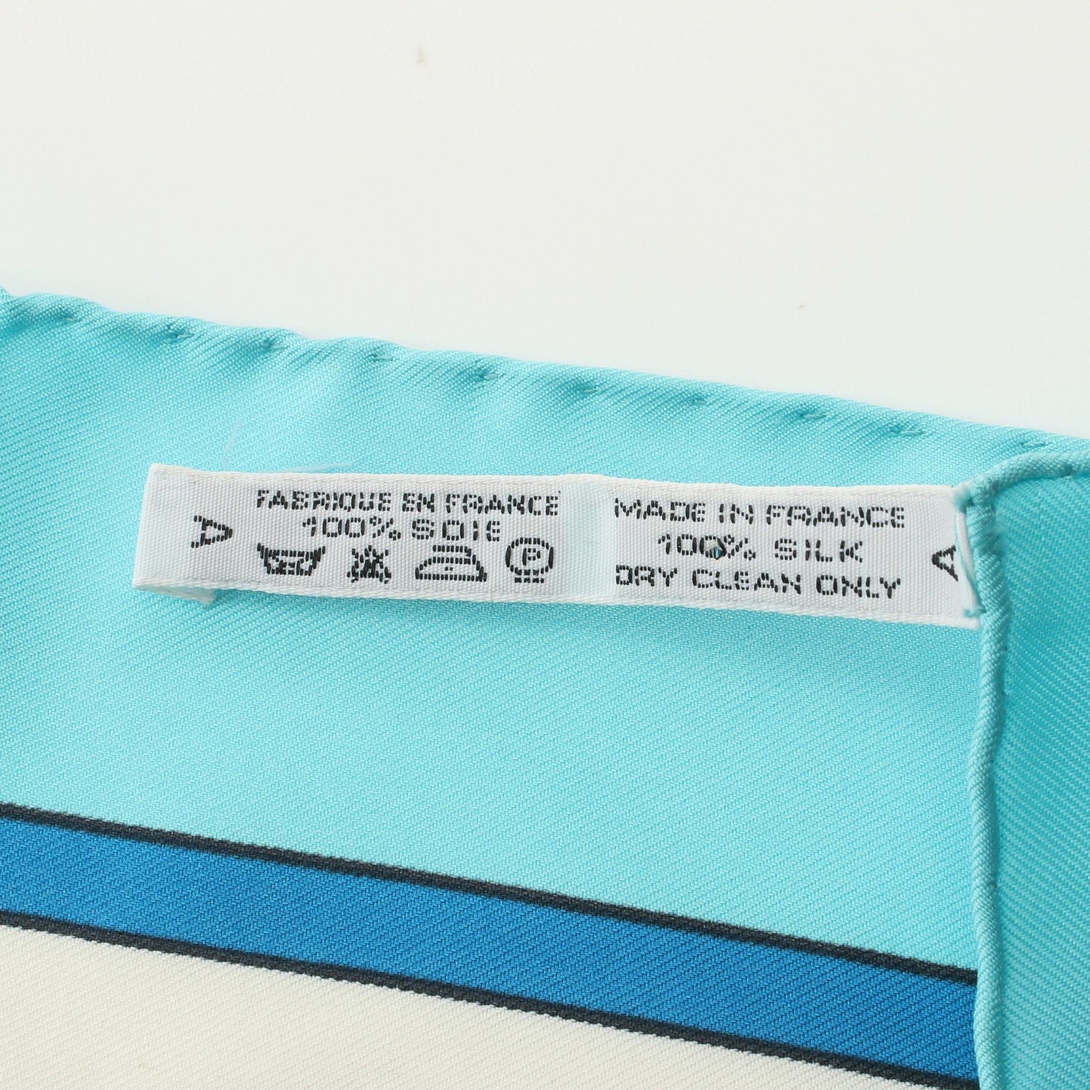 Hermes Hermes Carres 90 Thalassa Scarf Silk Light Blue Multicolor Size ONE SIZE - 3 Thumbnail