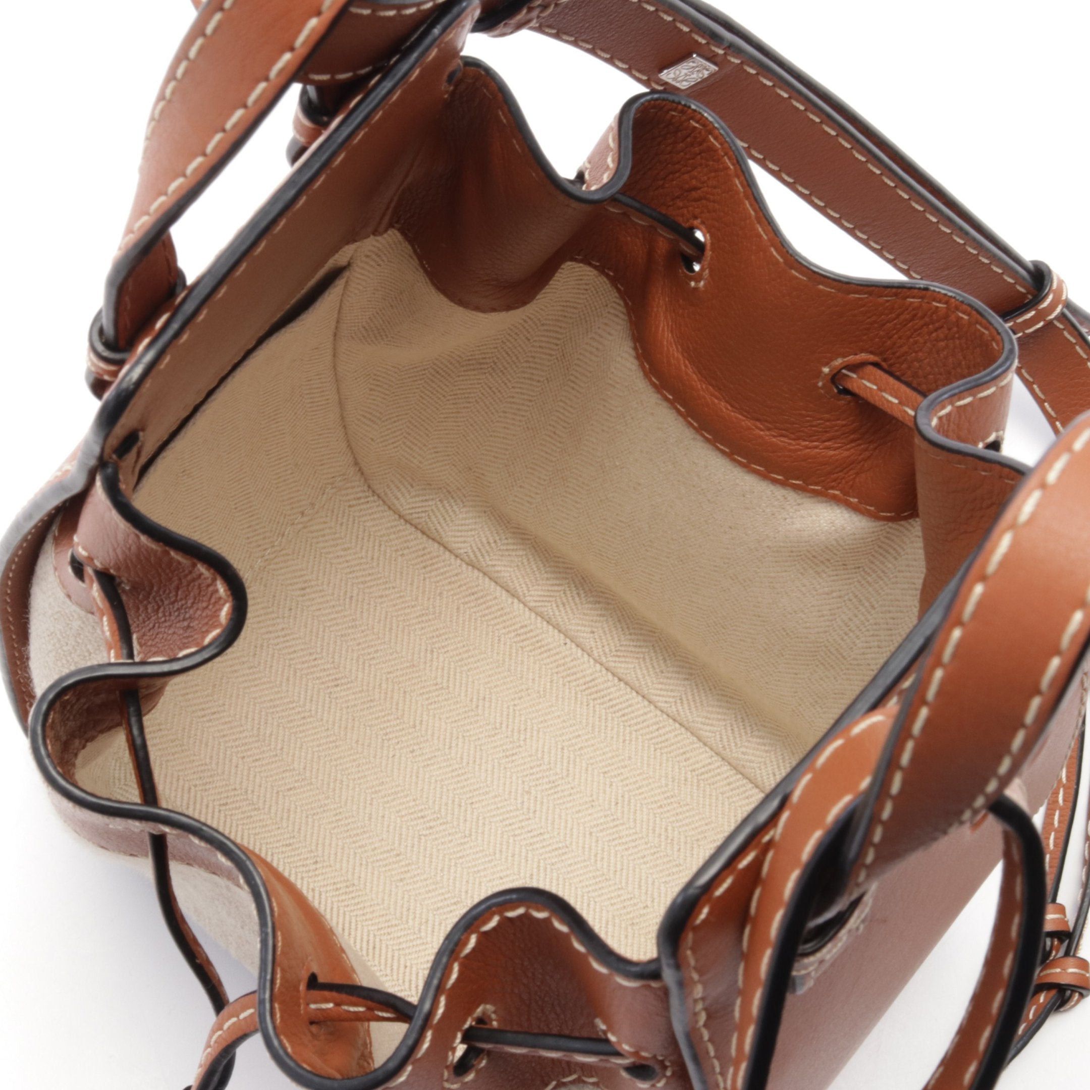 Loewe Loewe Hammock Mini Handbag Leather Canvas Brown Beige Size ONE SIZE - 3 Thumbnail