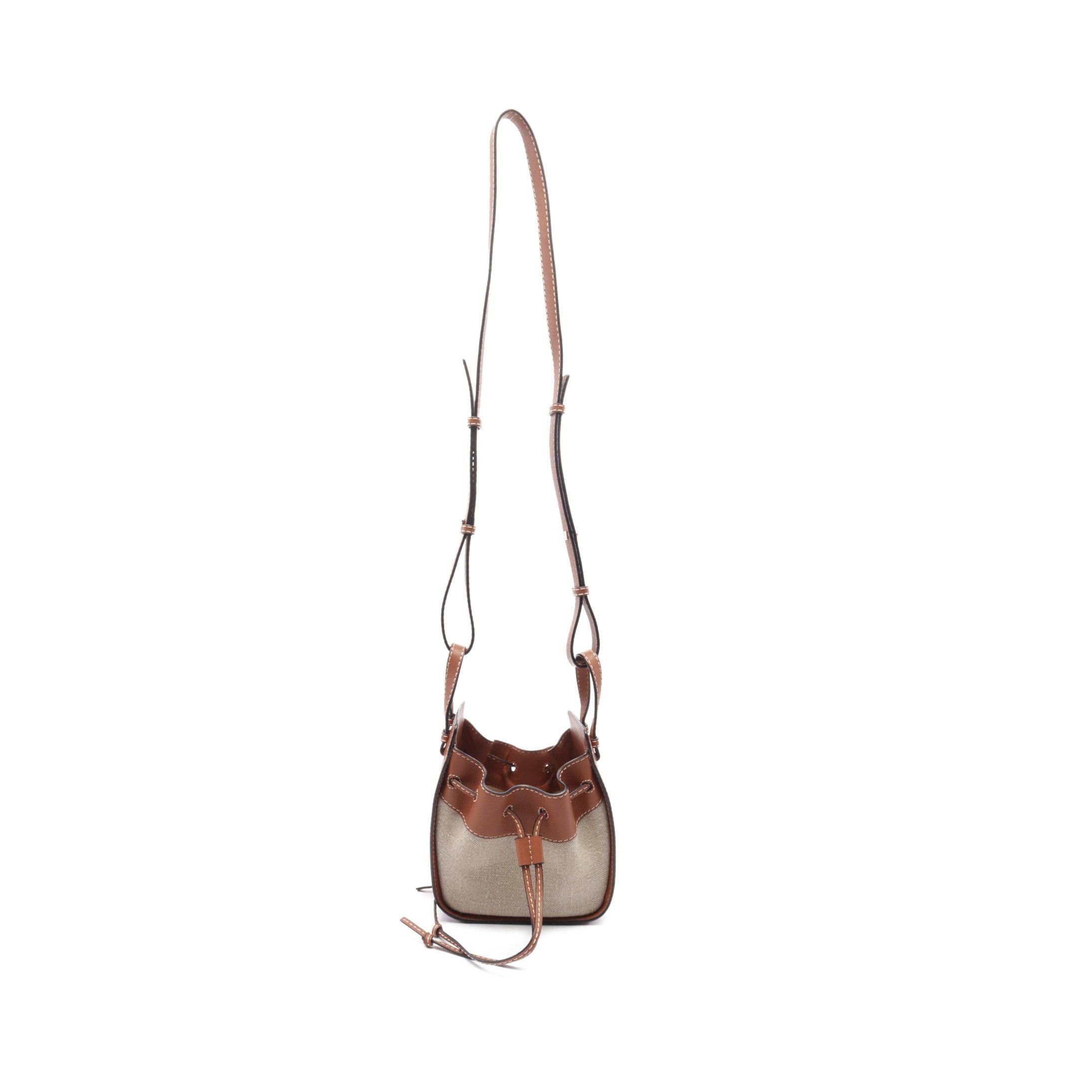 Loewe Loewe Hammock Mini Handbag Leather Canvas Brown Beige Size ONE SIZE - 5 Thumbnail