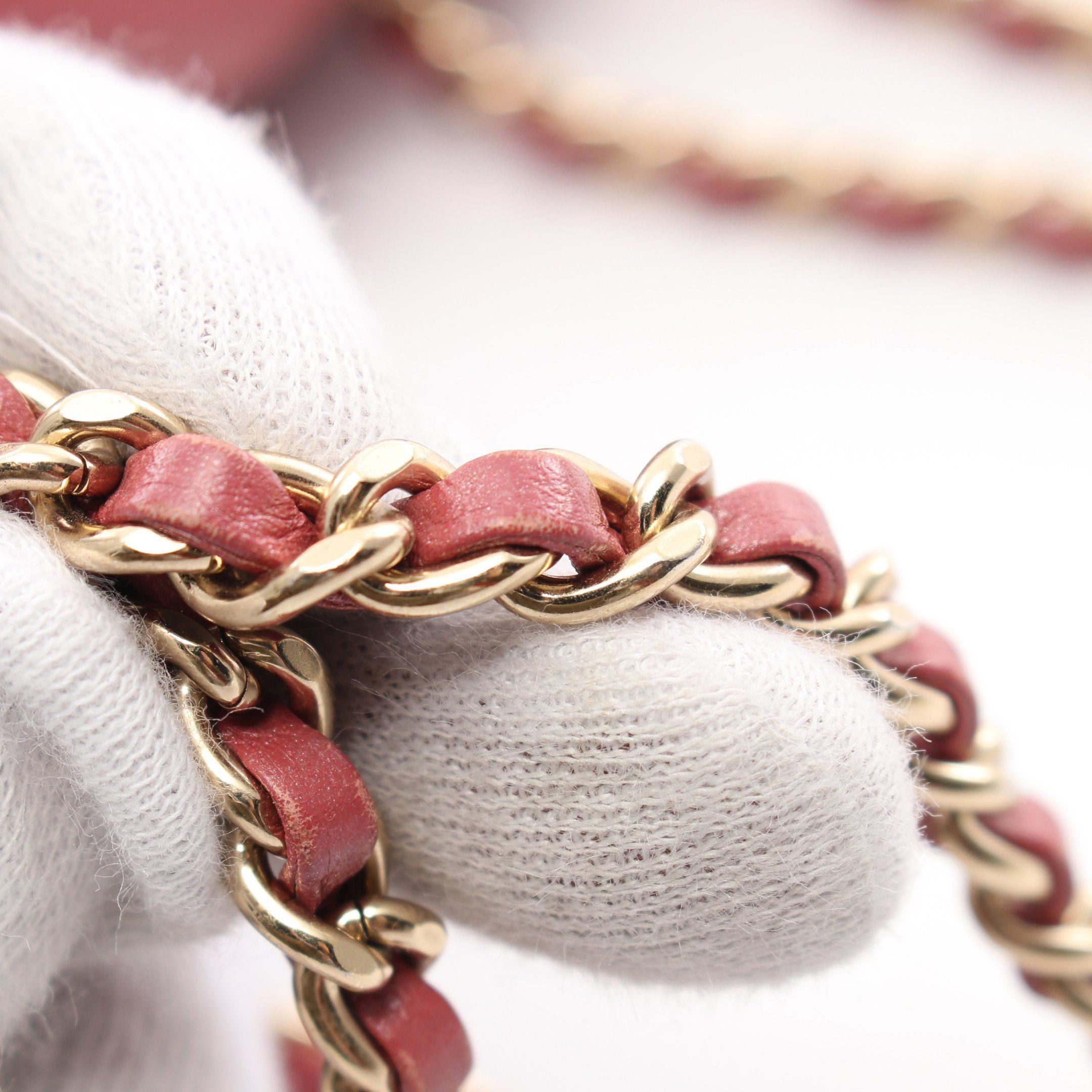 Chanel Chanel Double Chain Shoulder Bag Leather Pink Brown Gold Hardware Size ONE SIZE - 8 Thumbnail