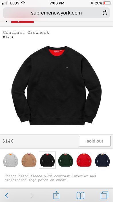 Supreme Contrast Crewneck - Black | Grailed