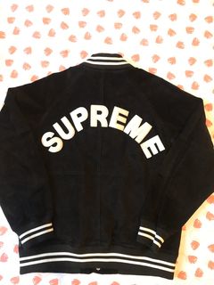 Supreme suede hot sale varsity jacket