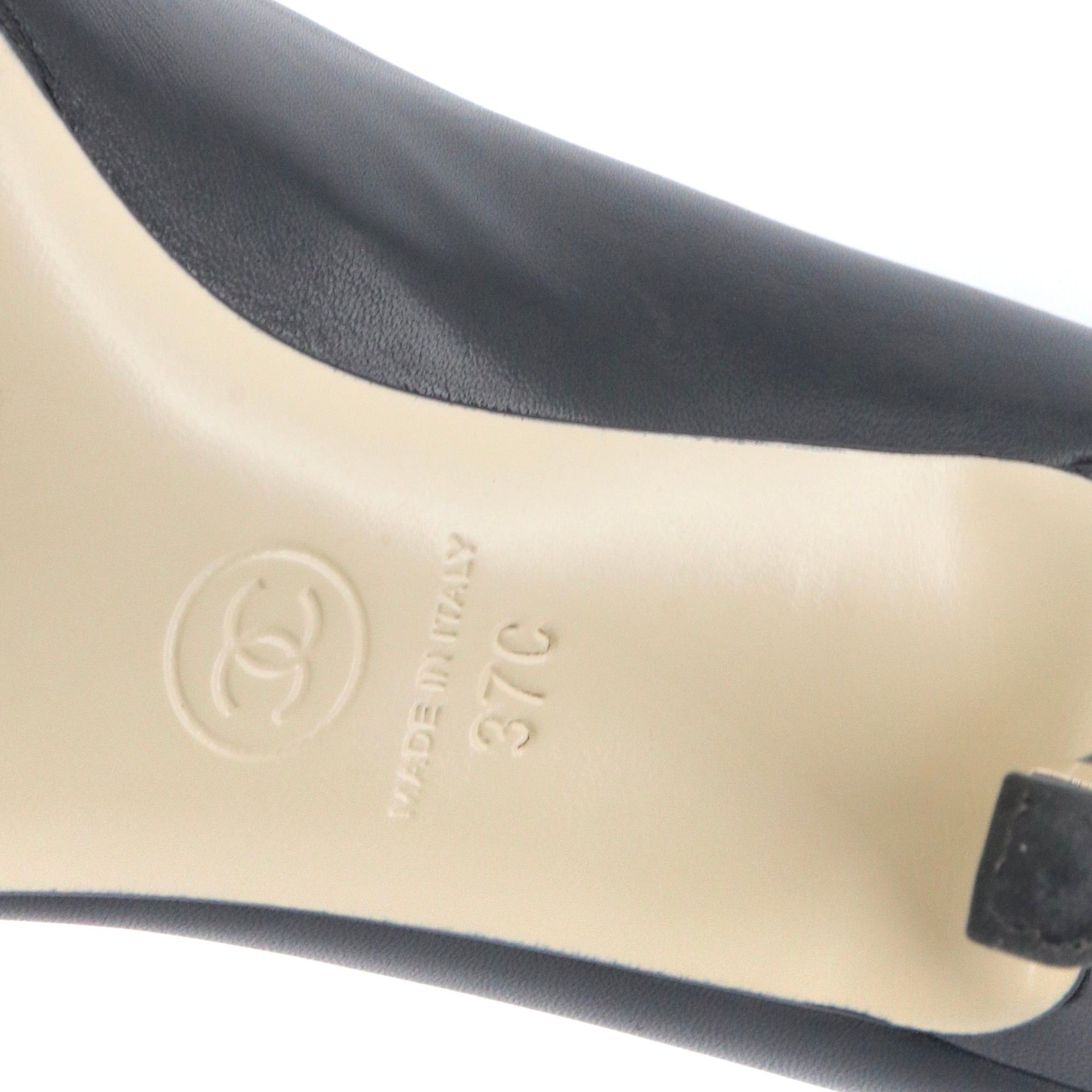 Chanel CHANEL - Chanel black leather pumps (size 37) Size US 6 / IT 36 - 8 Thumbnail