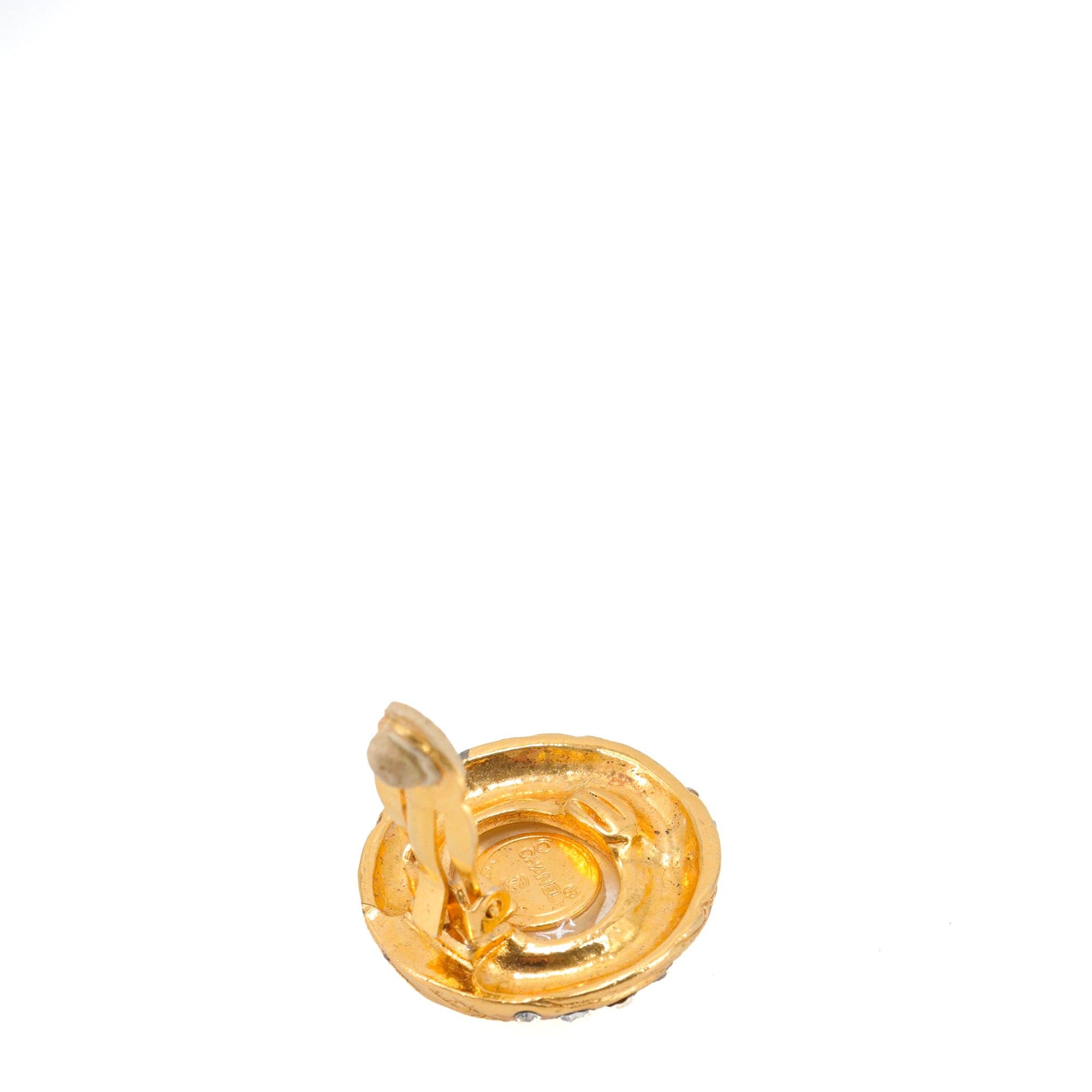 Chanel CHANEL - Golden Chanel earrings adorned with pearls and rhinestones Size ONE SIZE - 5 Thumbnail