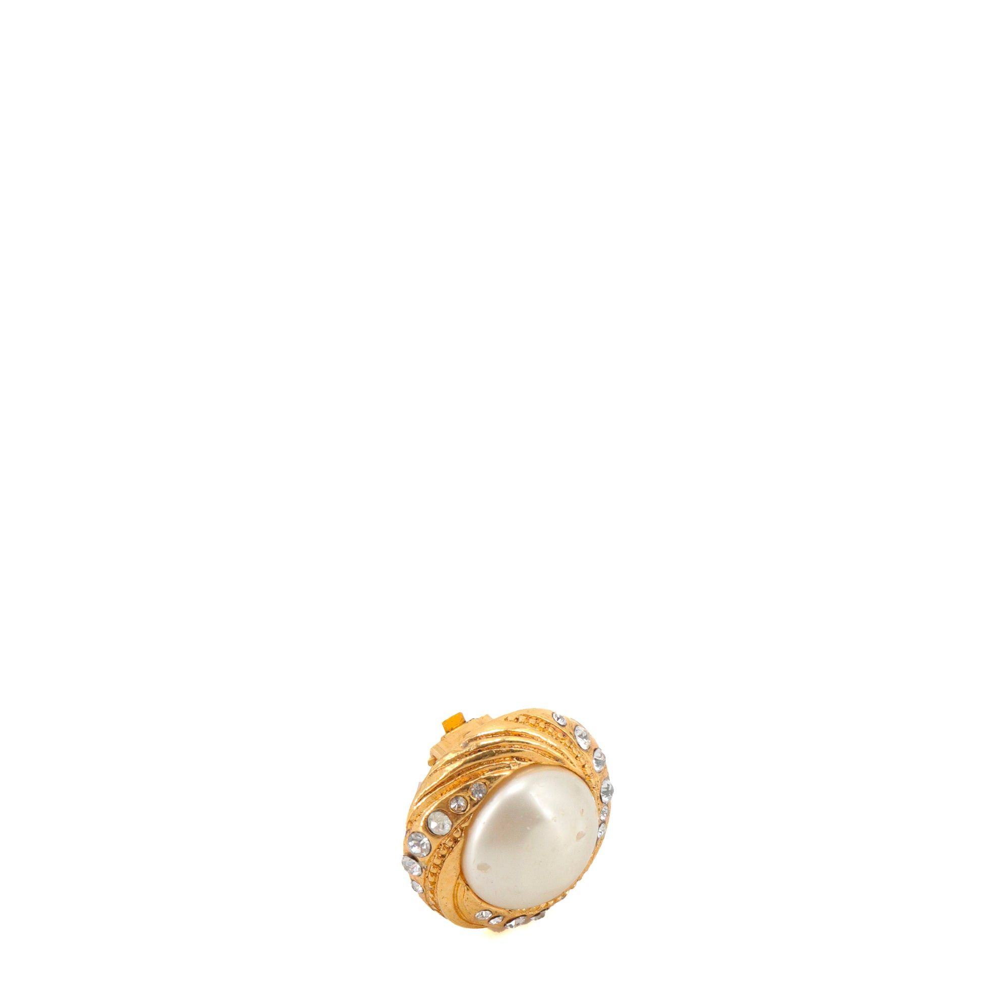 Chanel CHANEL - Golden Chanel earrings adorned with pearls and rhinestones Size ONE SIZE - 3 Thumbnail