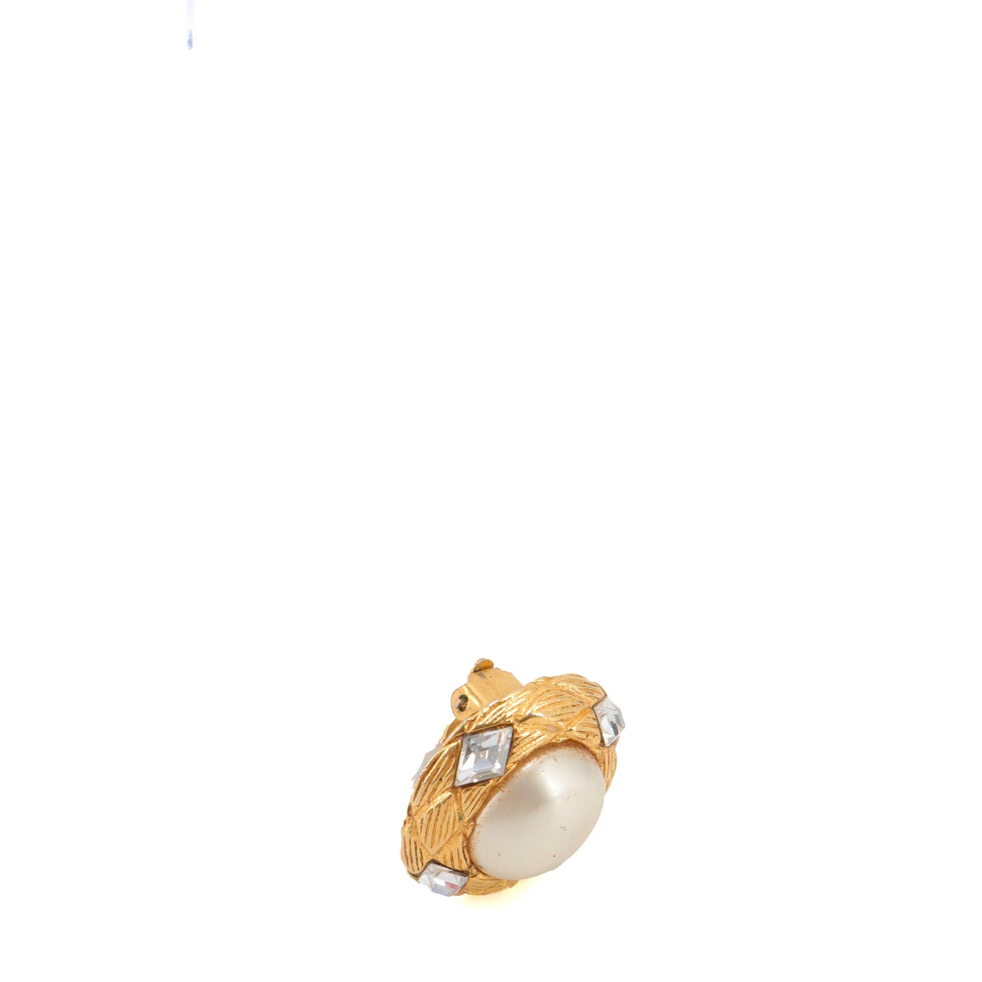 Chanel CHANEL - Golden Chanel earrings adorned with pearls and rhinestones Size ONE SIZE - 3 Thumbnail