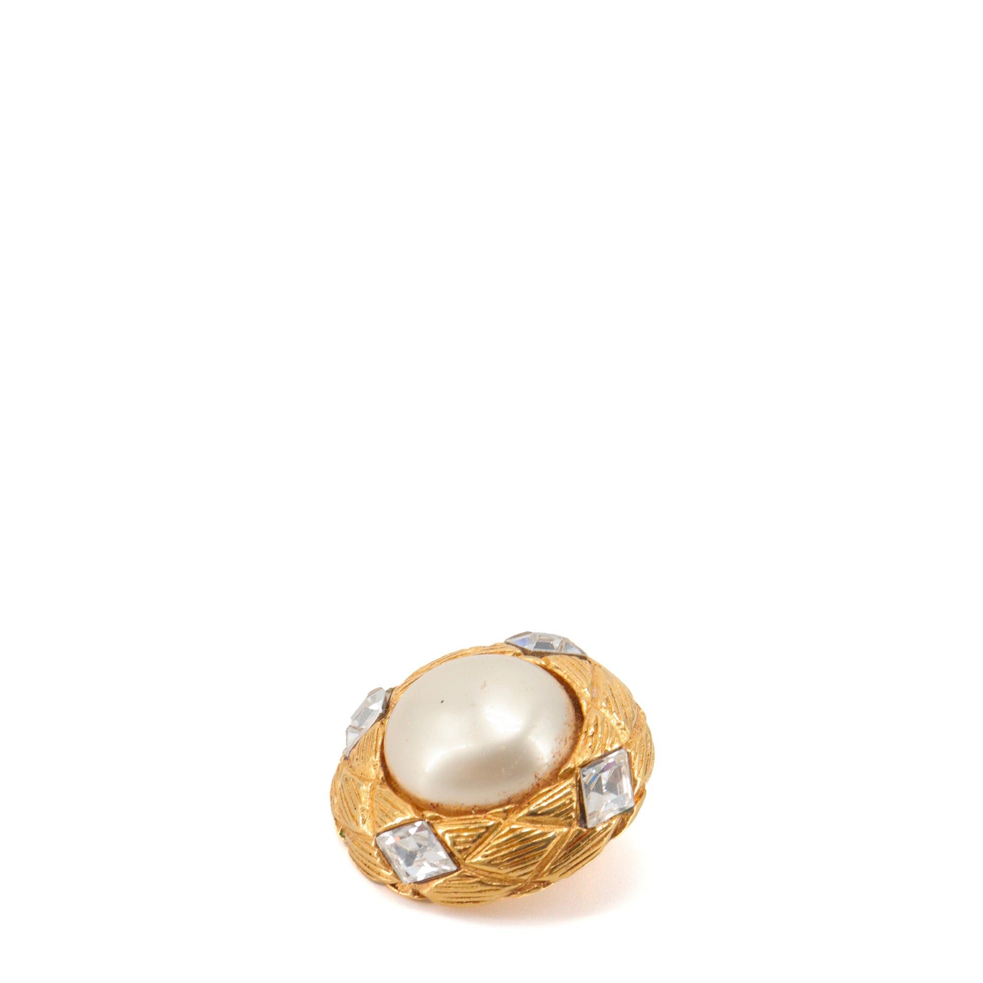Chanel CHANEL - Golden Chanel earrings adorned with pearls and rhinestones Size ONE SIZE - 4 Thumbnail