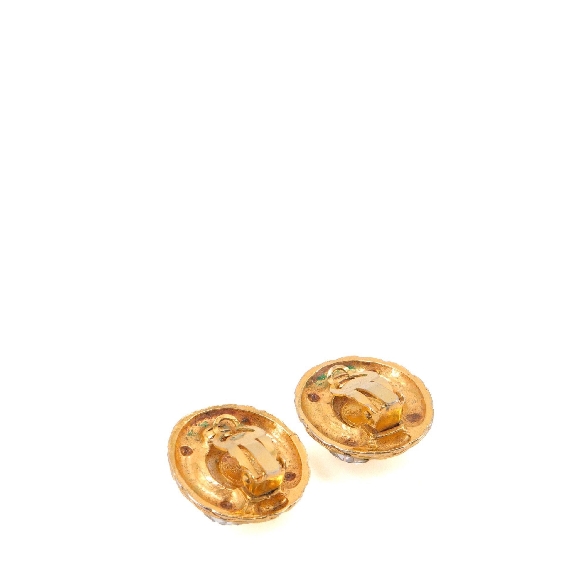 Chanel CHANEL - Golden Chanel earrings adorned with pearls and rhinestones Size ONE SIZE - 5 Thumbnail