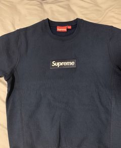 Supreme navy best sale box logo crewneck