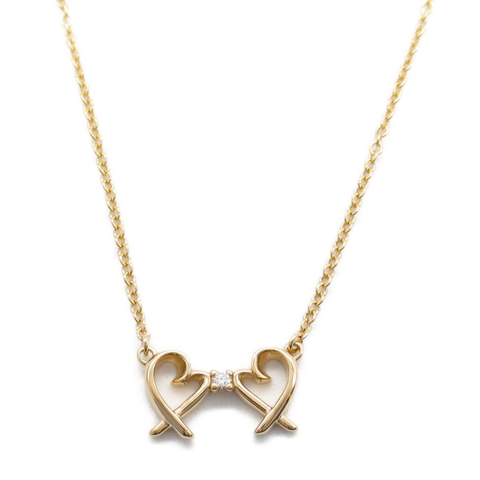 Tiffany & Co. Tiffany Co Double Loving Heart Diamond Necklace K18Pg (Pink Gold) Clear Size ONE SIZE - 2 Thumbnail