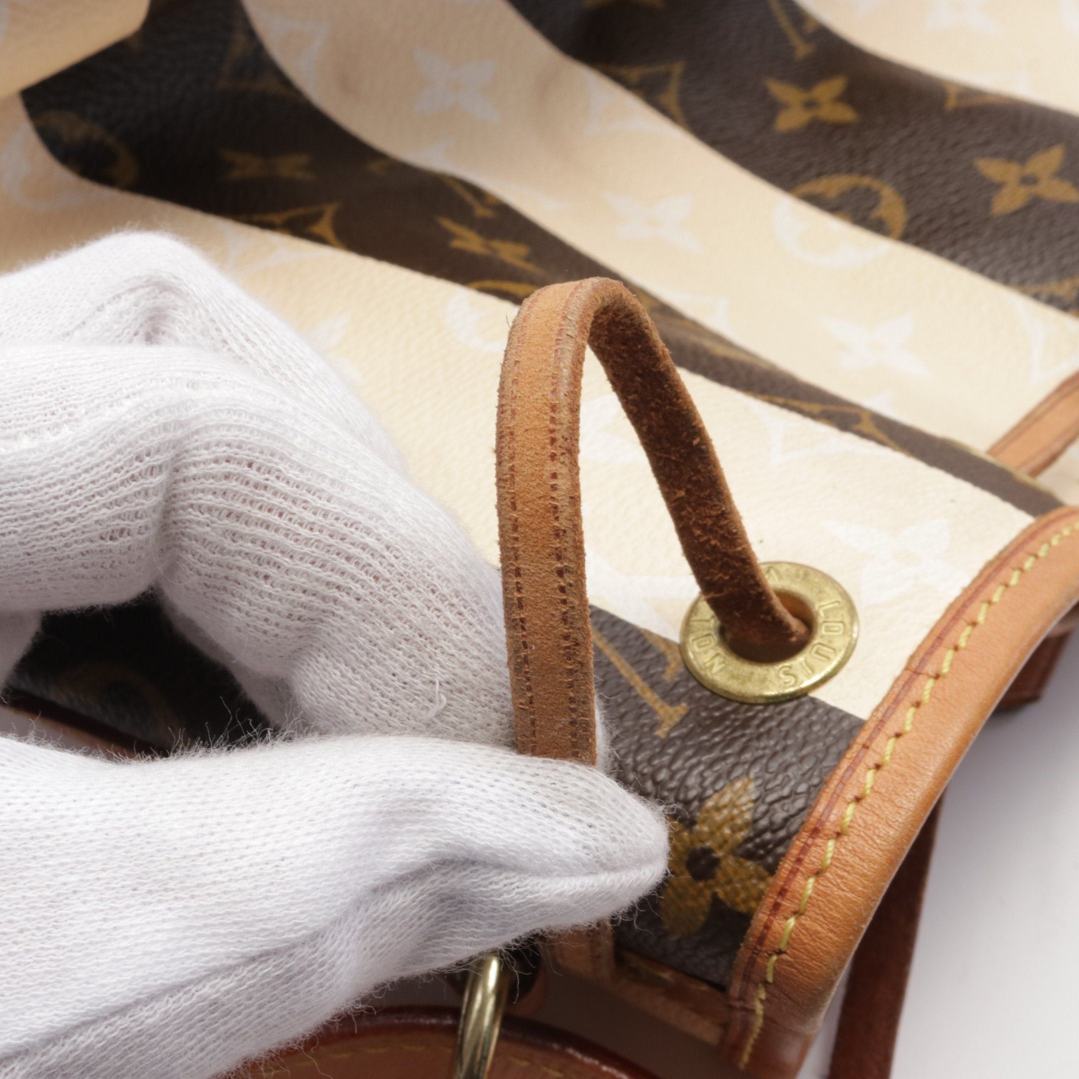 Louis Vuitton Louis Vuitton Peti Noe Monogram Rayures Shoulder Bag Leather Brown Beige Size ONE SIZE - 10 Thumbnail