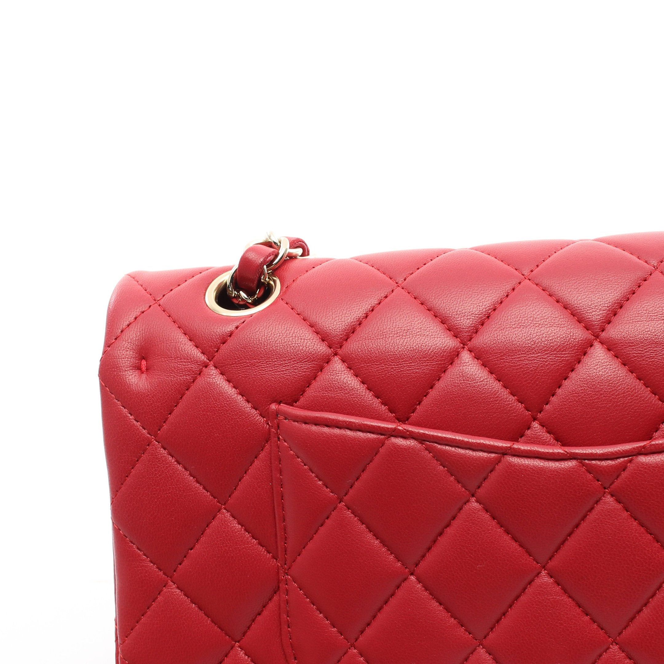 Chanel Chanel Matelasse Double Flap Chain Shoulder Bag Lambskin Red Gold Hardware Size ONE SIZE - 10 Thumbnail
