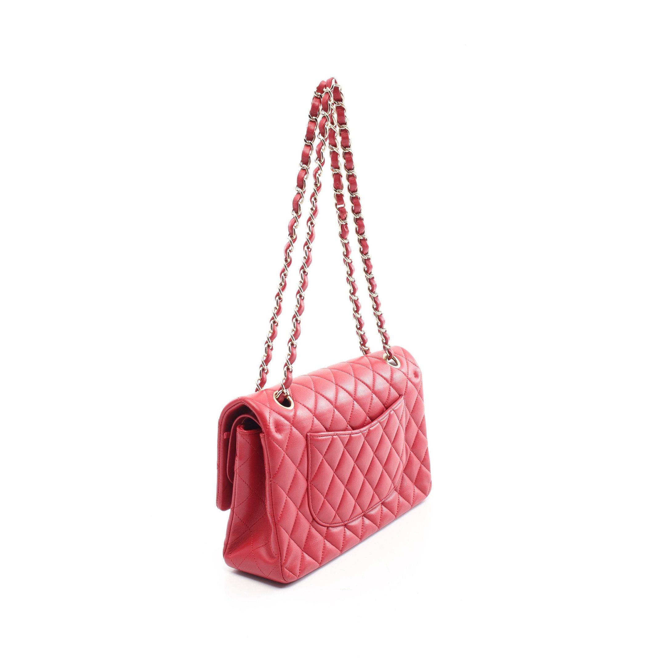 Chanel Chanel Matelasse Double Flap Chain Shoulder Bag Lambskin Red Gold Hardware Size ONE SIZE - 2 Thumbnail