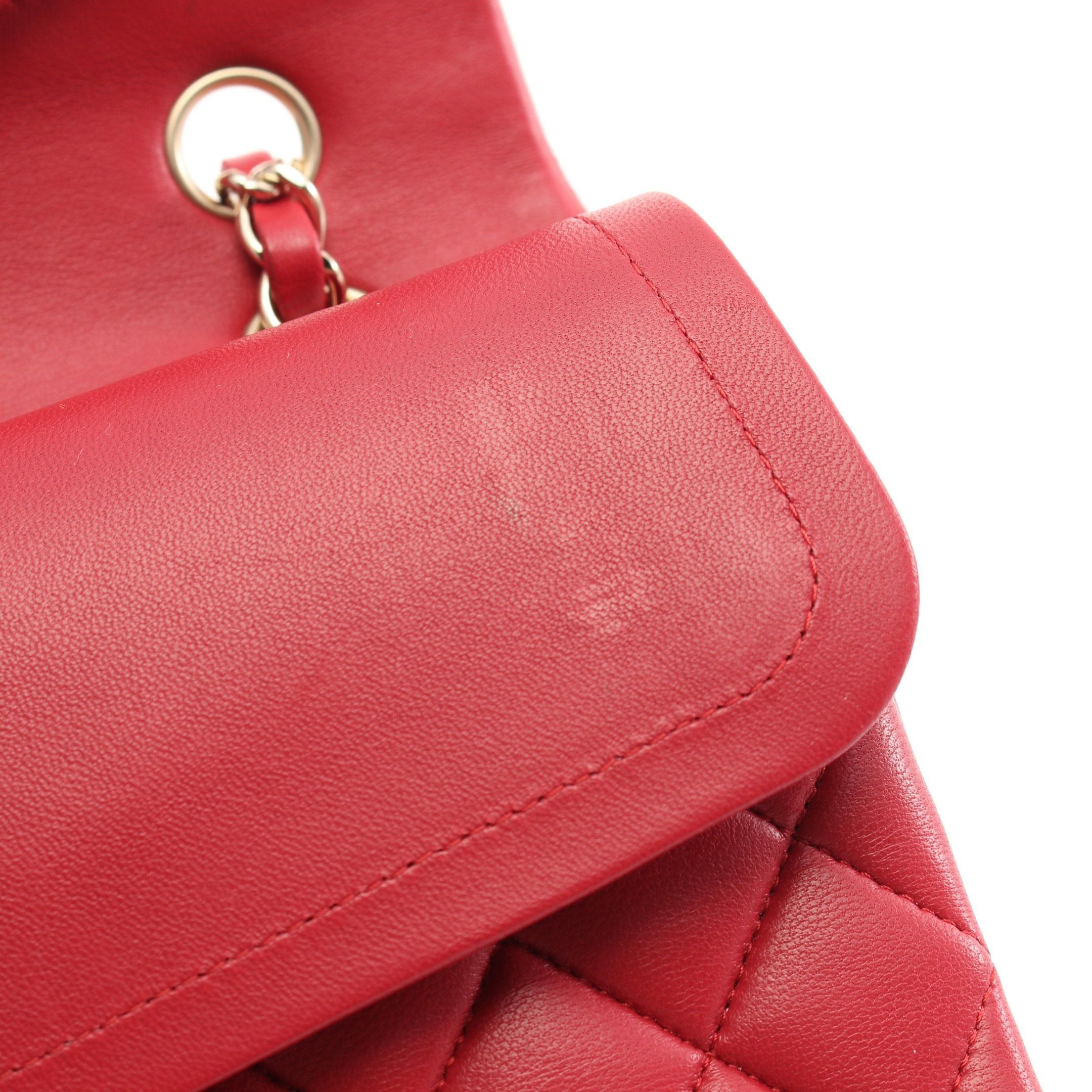 Chanel Chanel Matelasse Double Flap Chain Shoulder Bag Lambskin Red Gold Hardware Size ONE SIZE - 8 Thumbnail