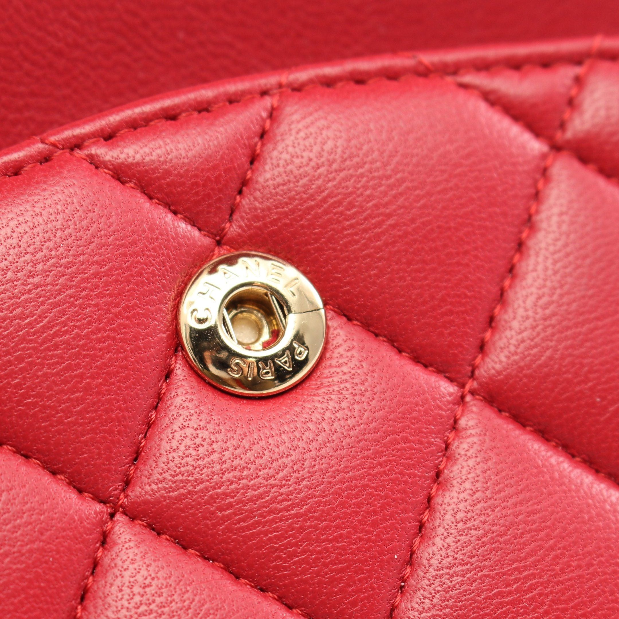 Chanel Chanel Matelasse Double Flap Chain Shoulder Bag Lambskin Red Gold Hardware Size ONE SIZE - 6 Thumbnail