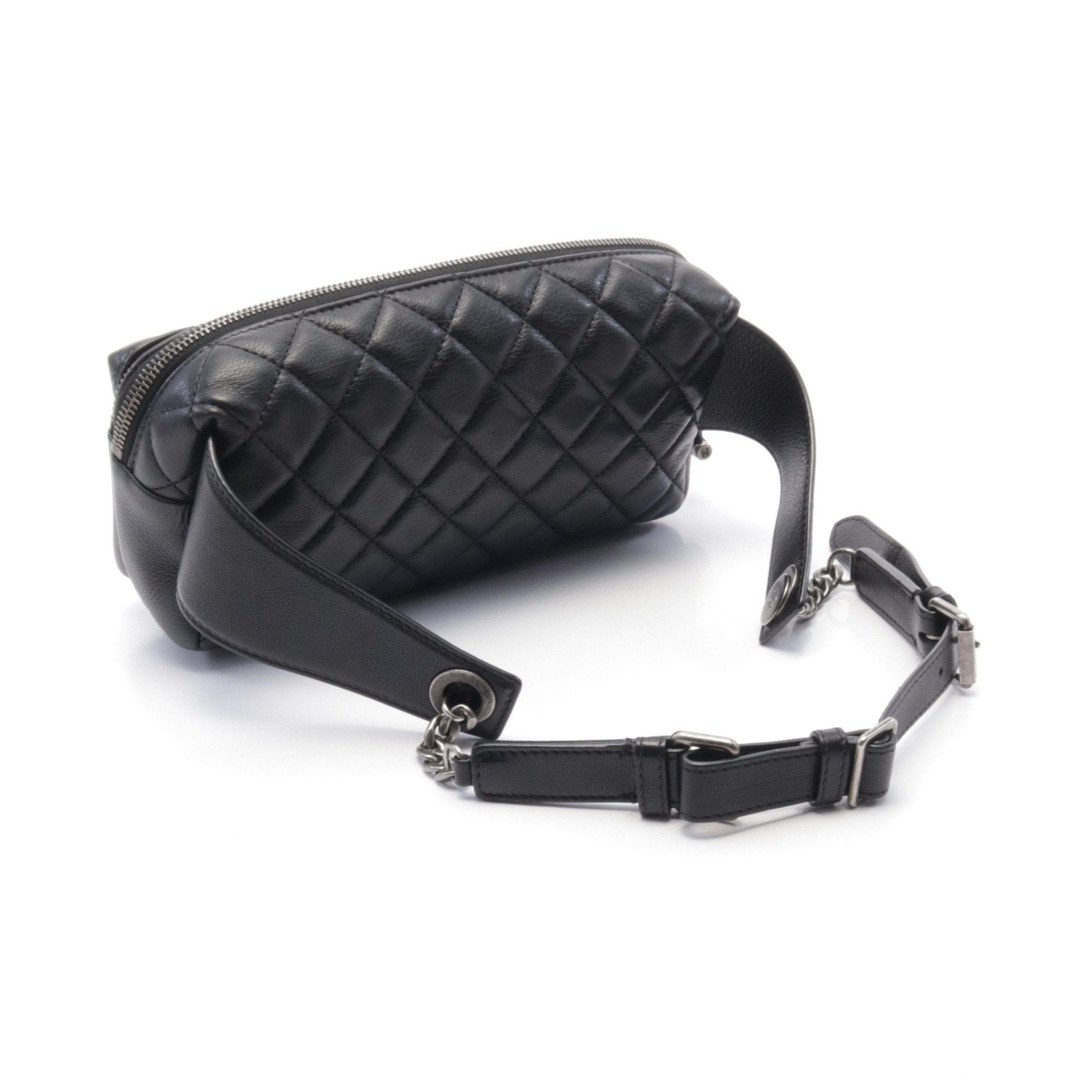 Chanel Chanel Matelasse Body Bag Leather Black Antique Silver Hardware Size ONE SIZE - 2 Thumbnail