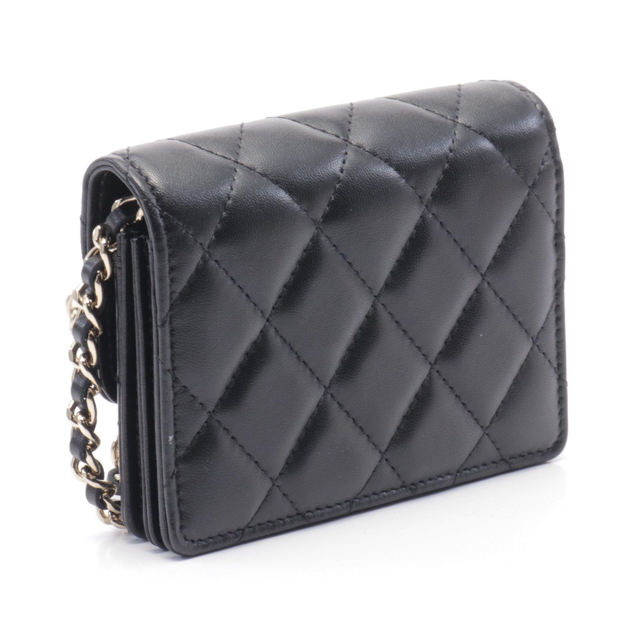 Chanel Chanel Matelasse Camellia Chain Wallet Leather Black Gold Hardware Size ONE SIZE - 2 Thumbnail
