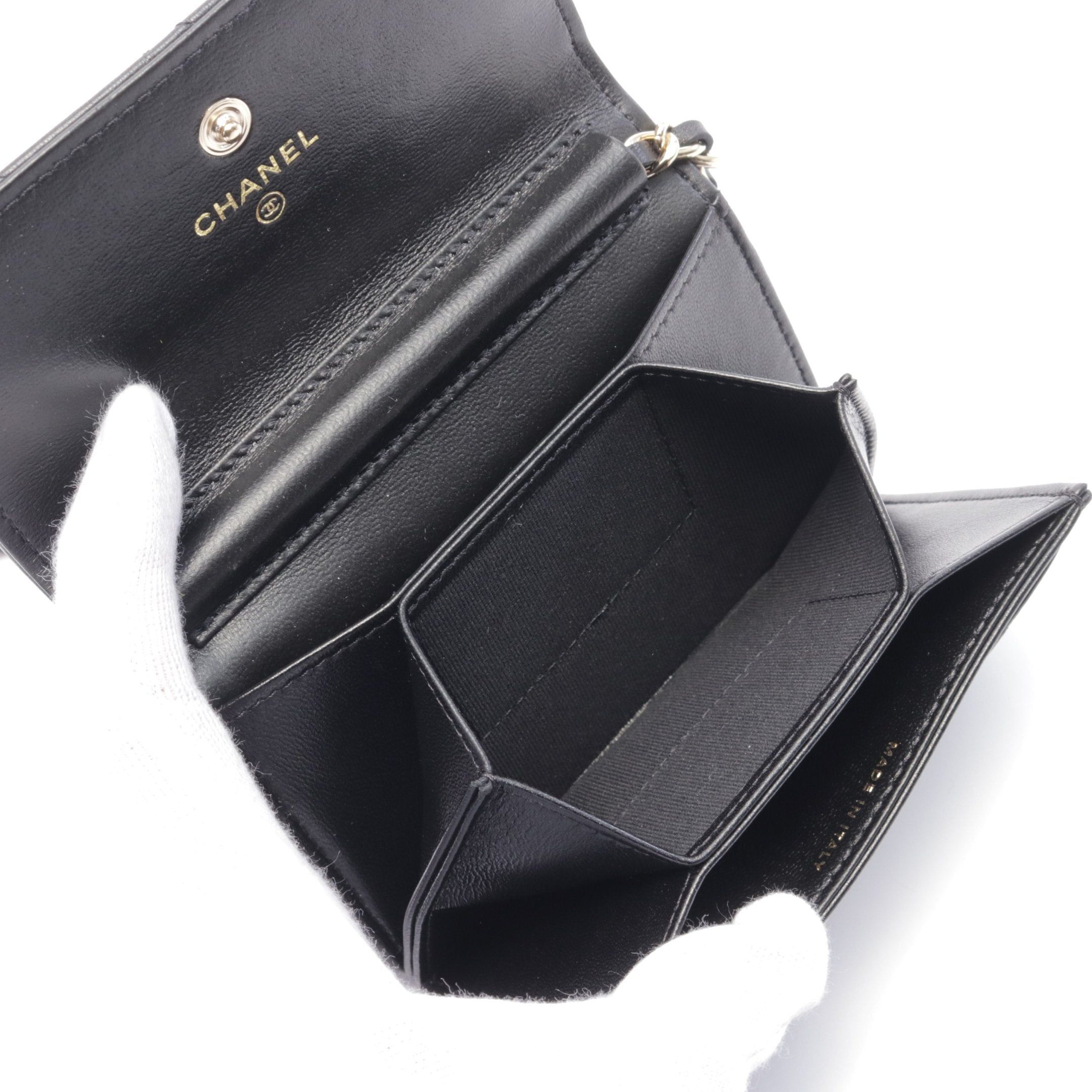 Chanel Chanel Matelasse Camellia Chain Wallet Leather Black Gold Hardware Size ONE SIZE - 3 Thumbnail